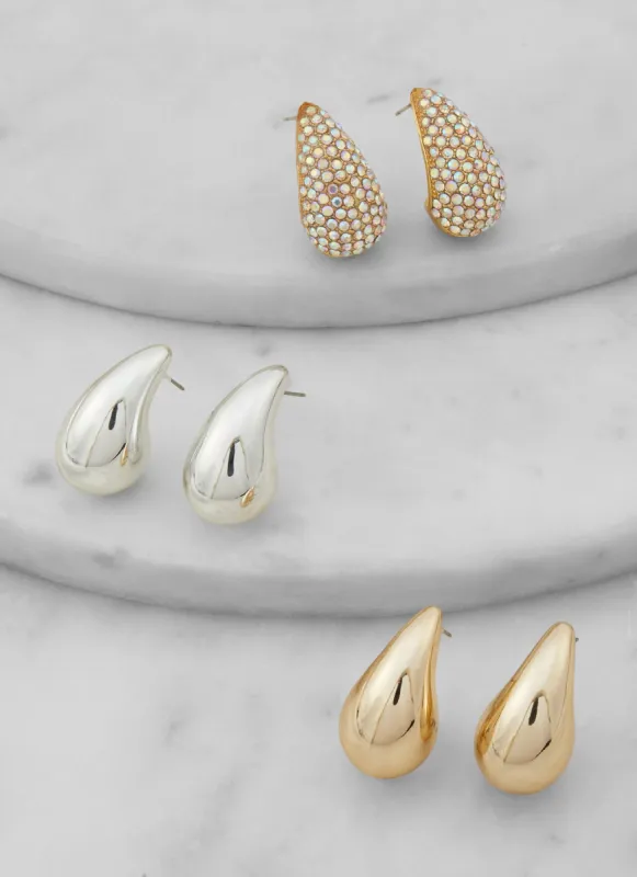 Teardrop Stud Earring Trio sold by Rainbow