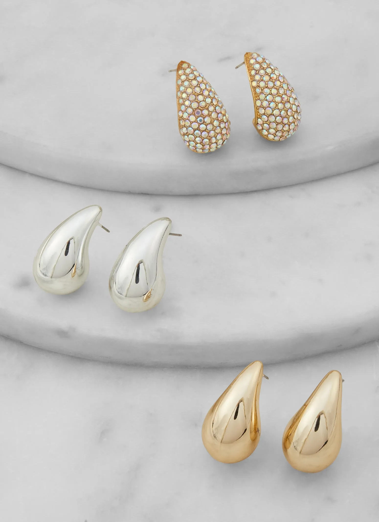 Teardrop Stud Earring Trio sold by Rainbow