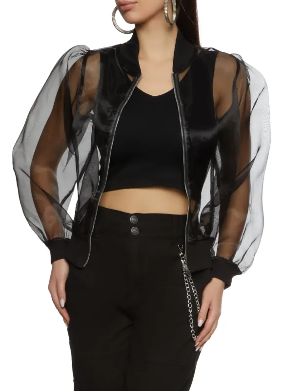 Sheer Organza Bomber Jacket sold by Rainbow