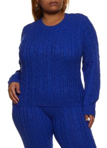 Plus Size Cable Knit Pullover Sweater sold by Rainbow