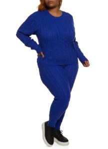 Plus Size Cable Knit Pullover Sweater sold by Rainbow