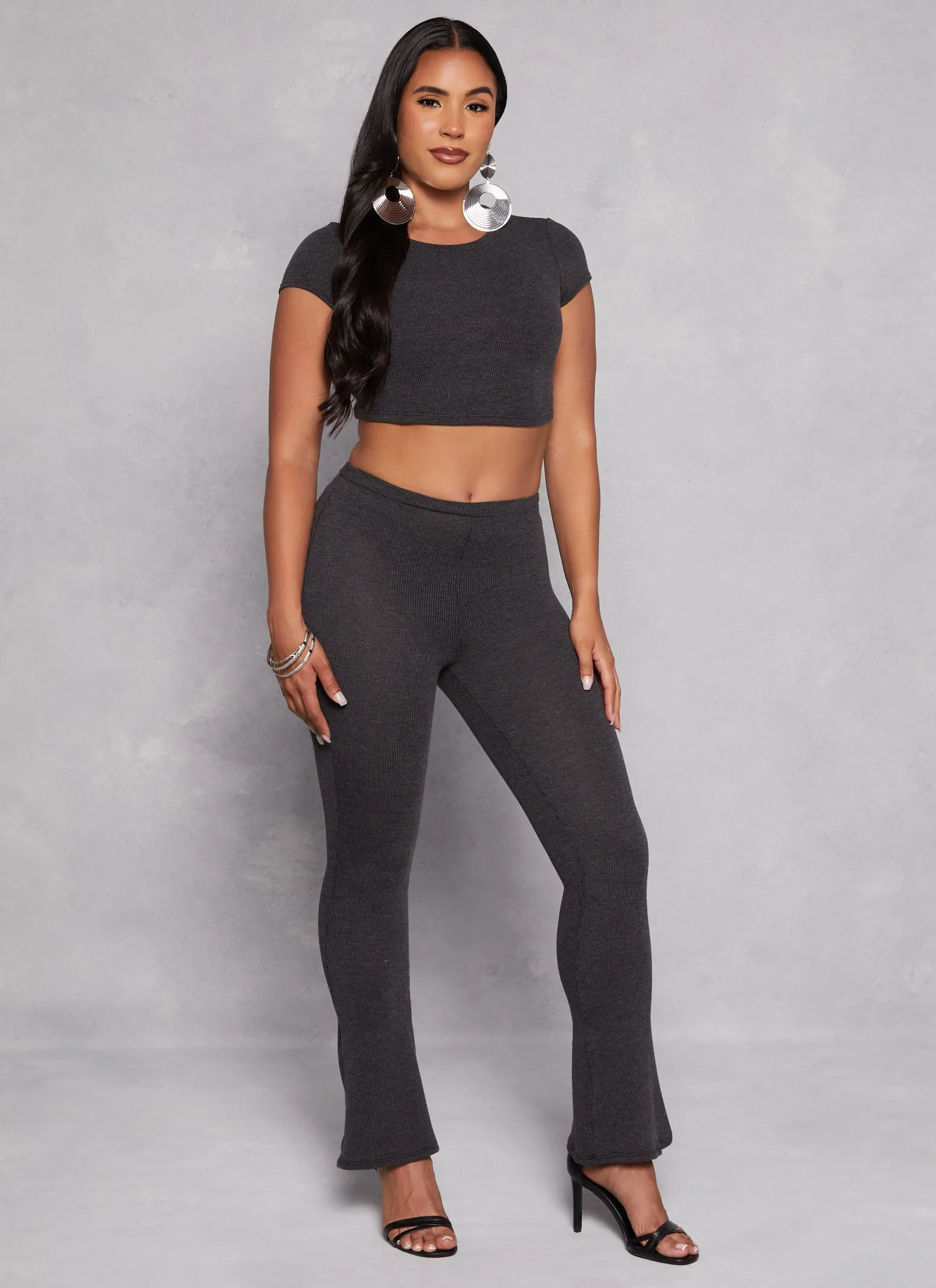 Ribbed Knit Pull On Boot Cut Pants sold by Rainbow