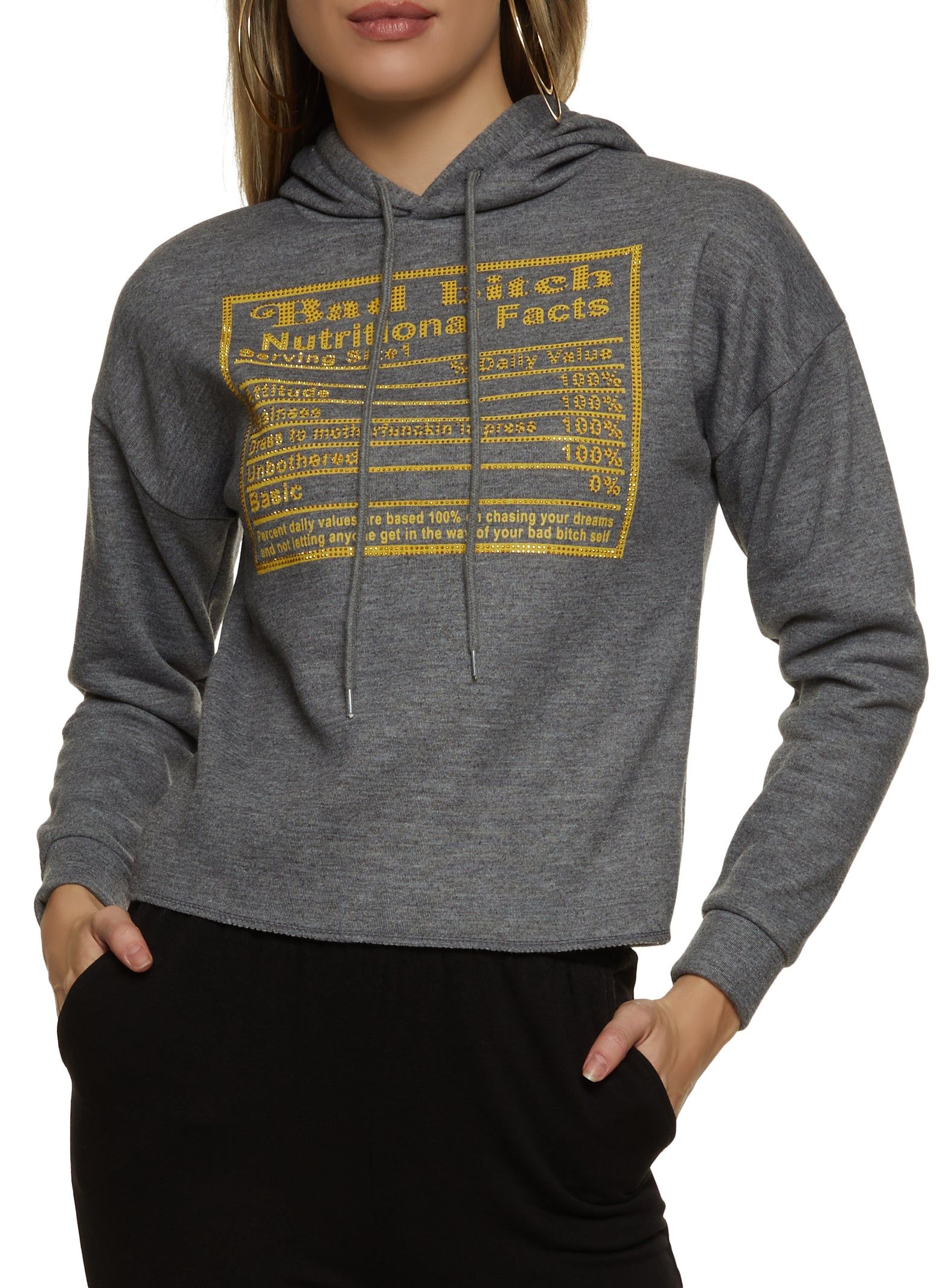 Rhinestone Nutritional Facts Hoodie sold by Rainbow