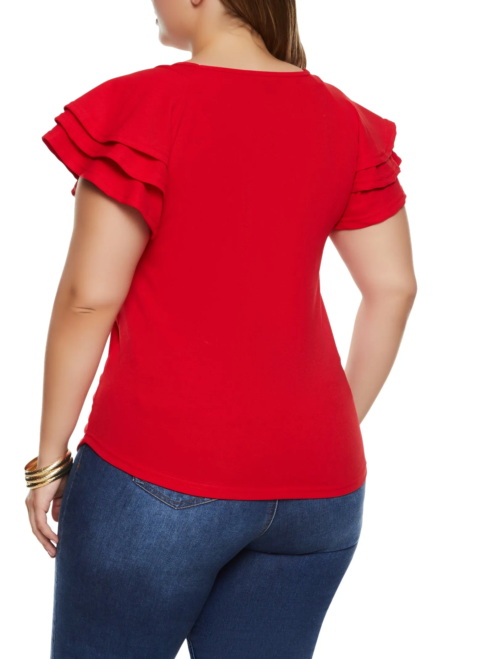 Plus Size Tiered Flutter Short Sleeve Blouse sold by Rainbow product image thumbnail 2