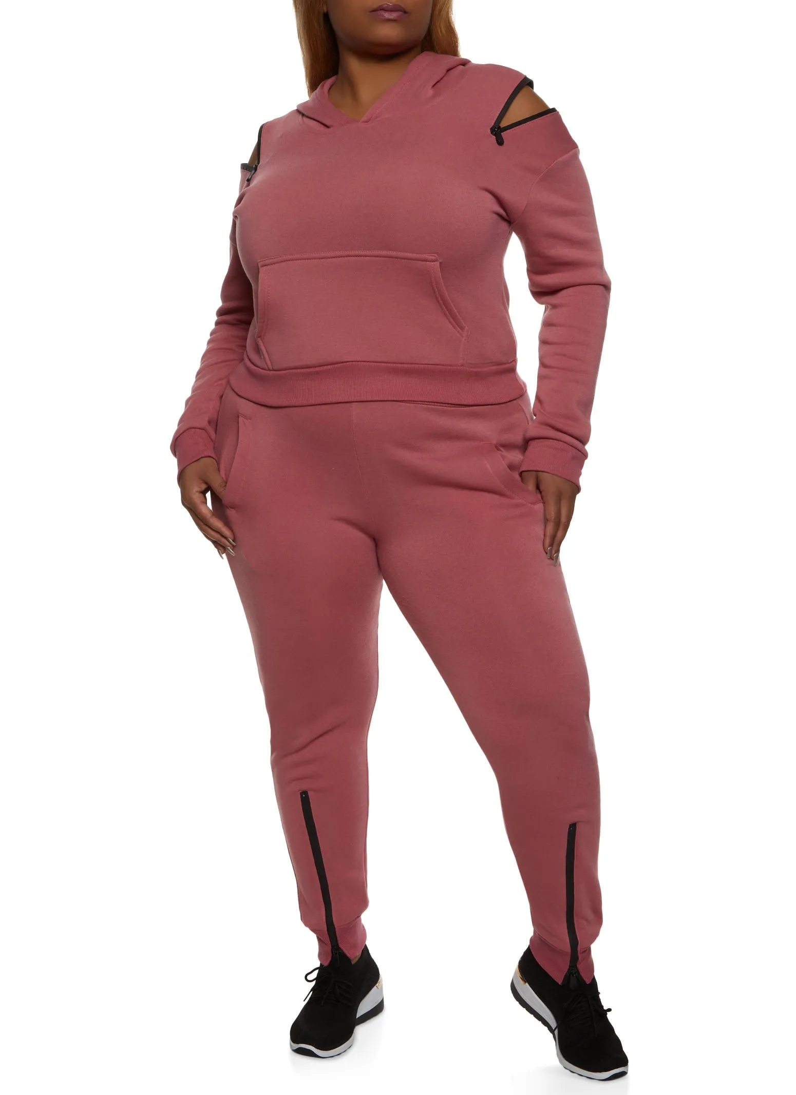 Plus Size Zipper Detail Pullover Hoodie sold by Rainbow product image thumbnail 2