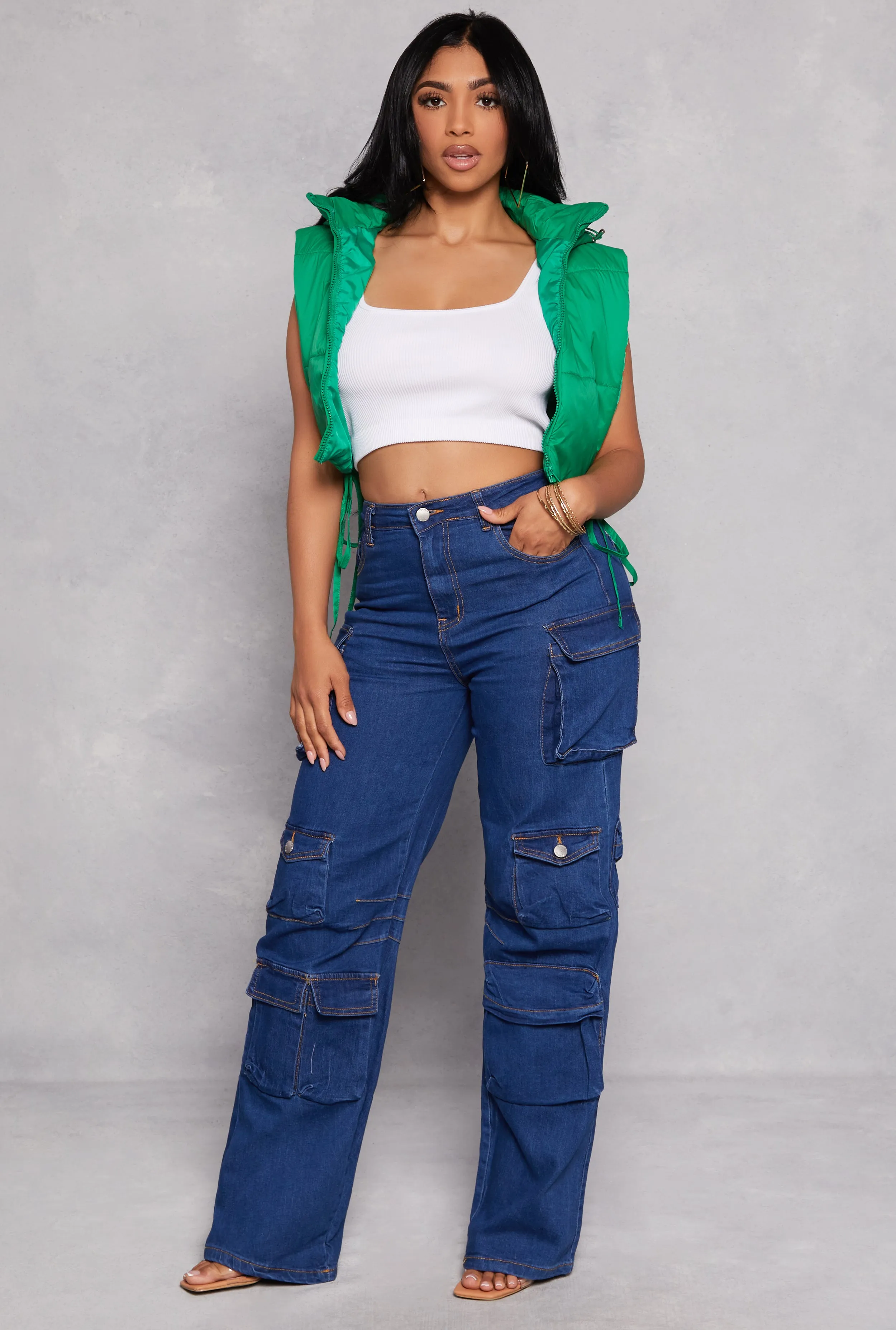 Daisy Side Tie Cropped Puffer Vest sold by Rainbow product image thumbnail 2