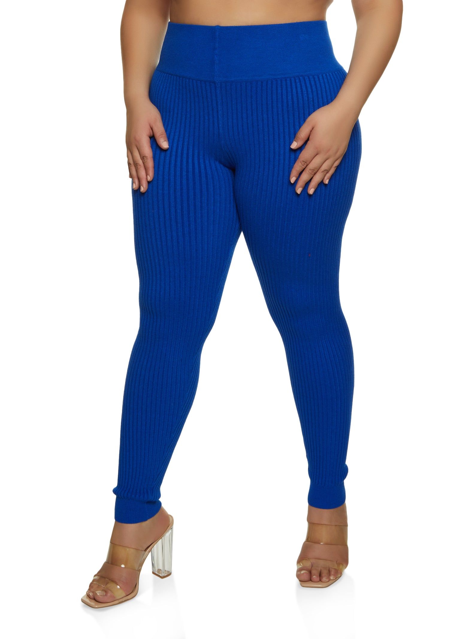 Plus Size Ribbed High Waisted Leggings sold by Rainbow