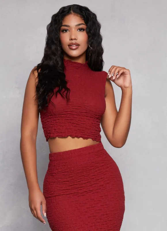 Textured Mock Neck Cropped Tank Top sold by Rainbow