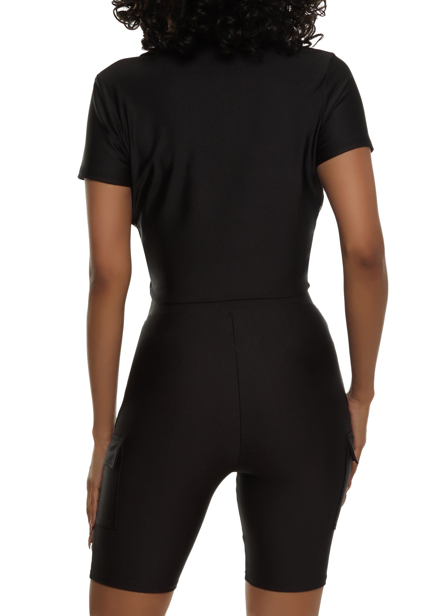 Spandex Flap Pocket Tie Front Crop Top sold by Rainbow product image thumbnail 3