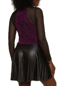 Lurex Zebra Print Mesh Detail Crop Top sold by Rainbow