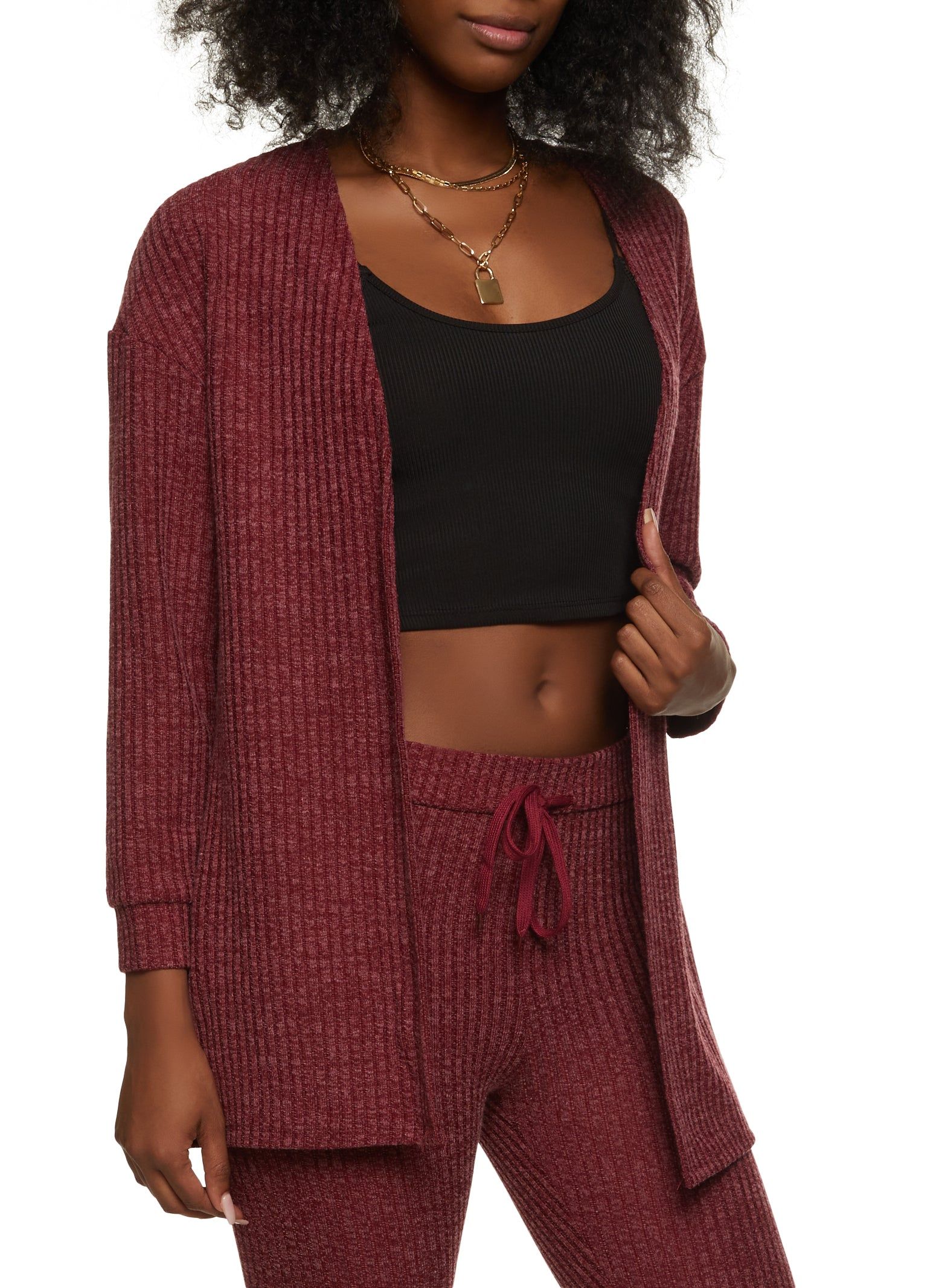 Basic Ribbed Knit Cardigan sold by Rainbow