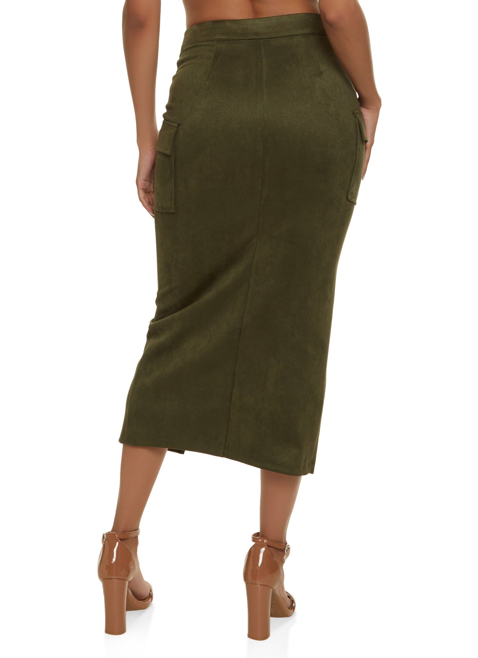 Faux Suede Cargo Pocket Maxi Skirt sold by Rainbow product image thumbnail 3