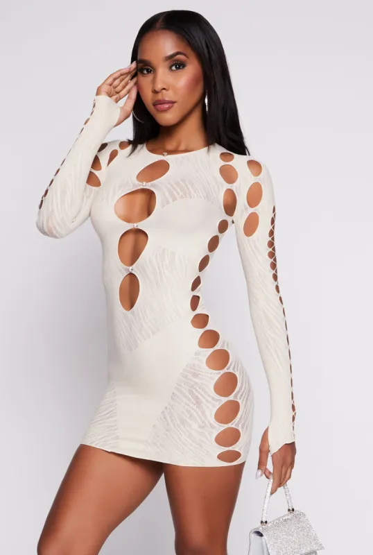 Seamless Rhinestone Cut Out Mini Dress sold by Rainbow