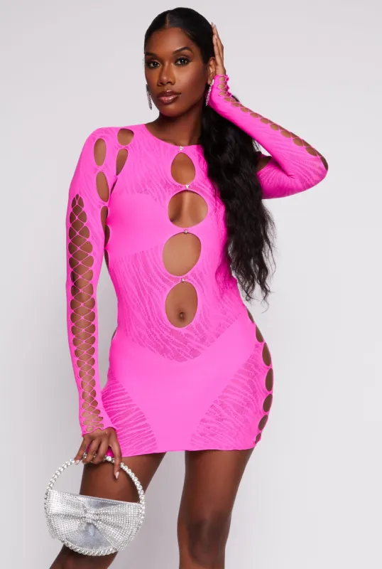 Seamless Rhinestone Cut Out Mini Dress sold by Rainbow
