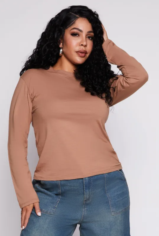 Plus Size Long Sleeve Crew Neck Tee sold by Rainbow