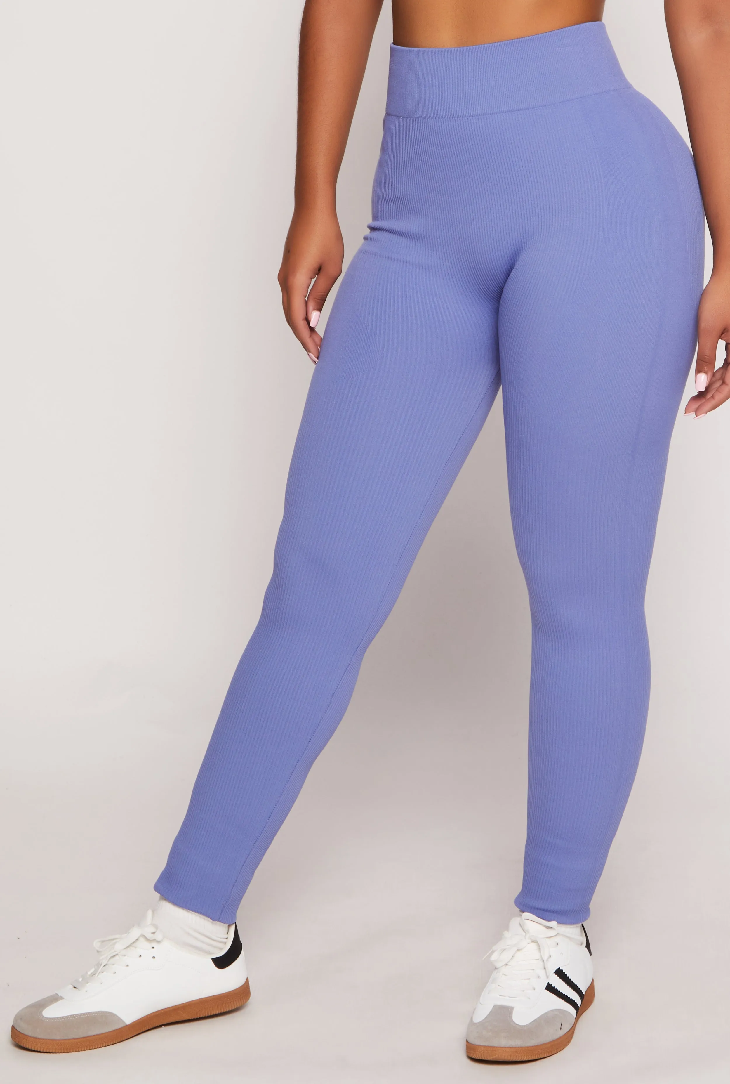 Solid Seamless Ribbed High Waist Leggings sold by Rainbow product image thumbnail 2