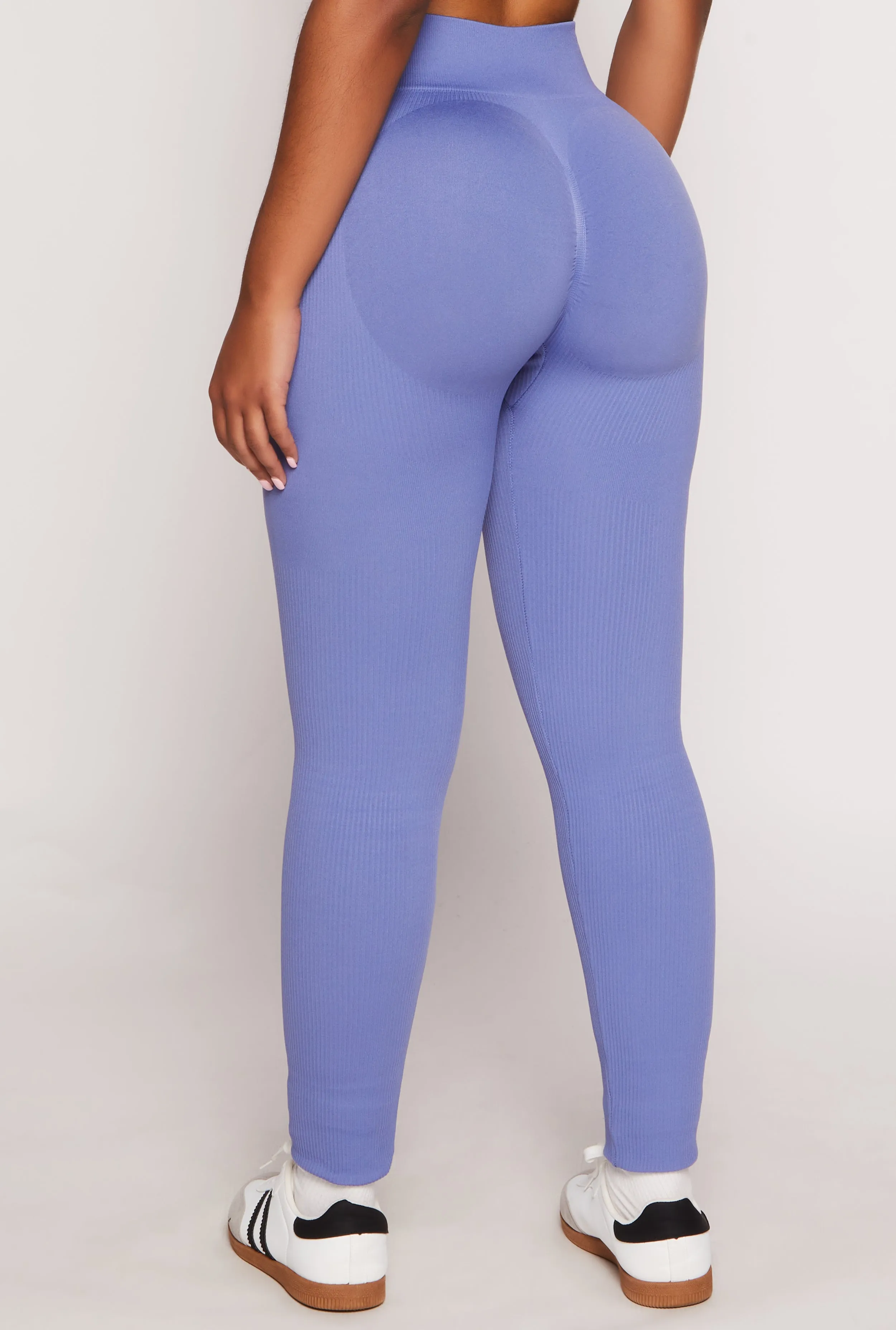 Solid Seamless Ribbed High Waist Leggings sold by Rainbow product image thumbnail 3