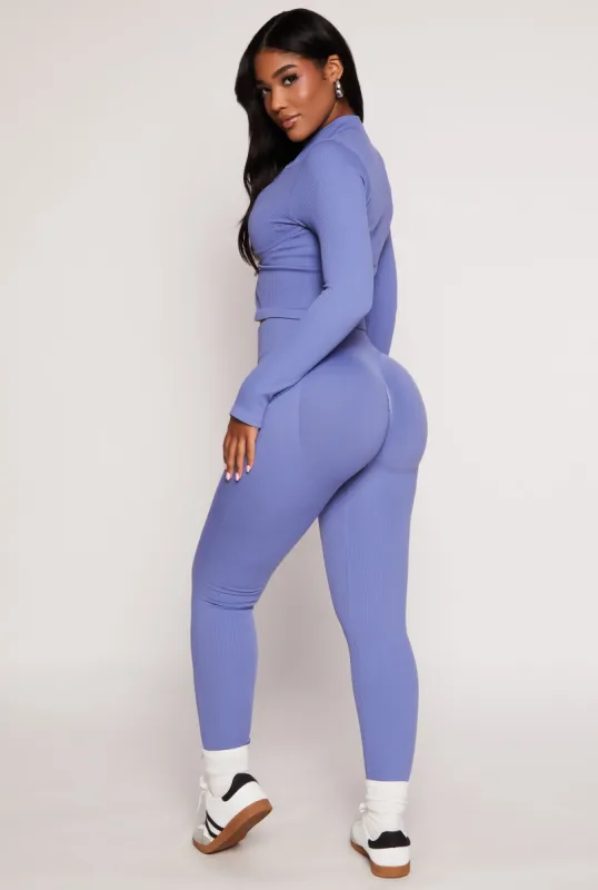 Solid Seamless Ribbed High Waist Leggings sold by Rainbow
