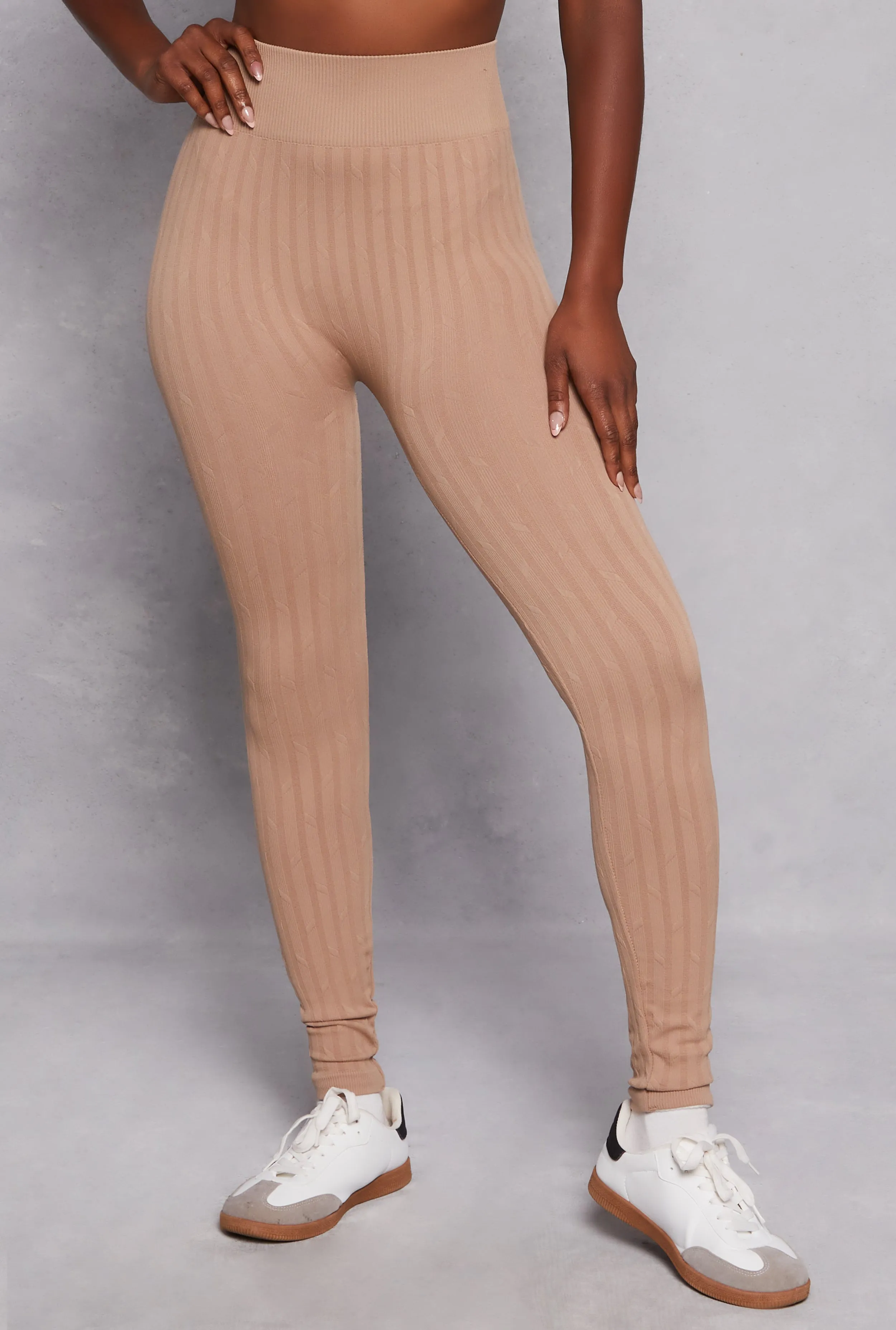 Seamless Textured Knit High Waisted Leggings sold by Rainbow product image thumbnail 2