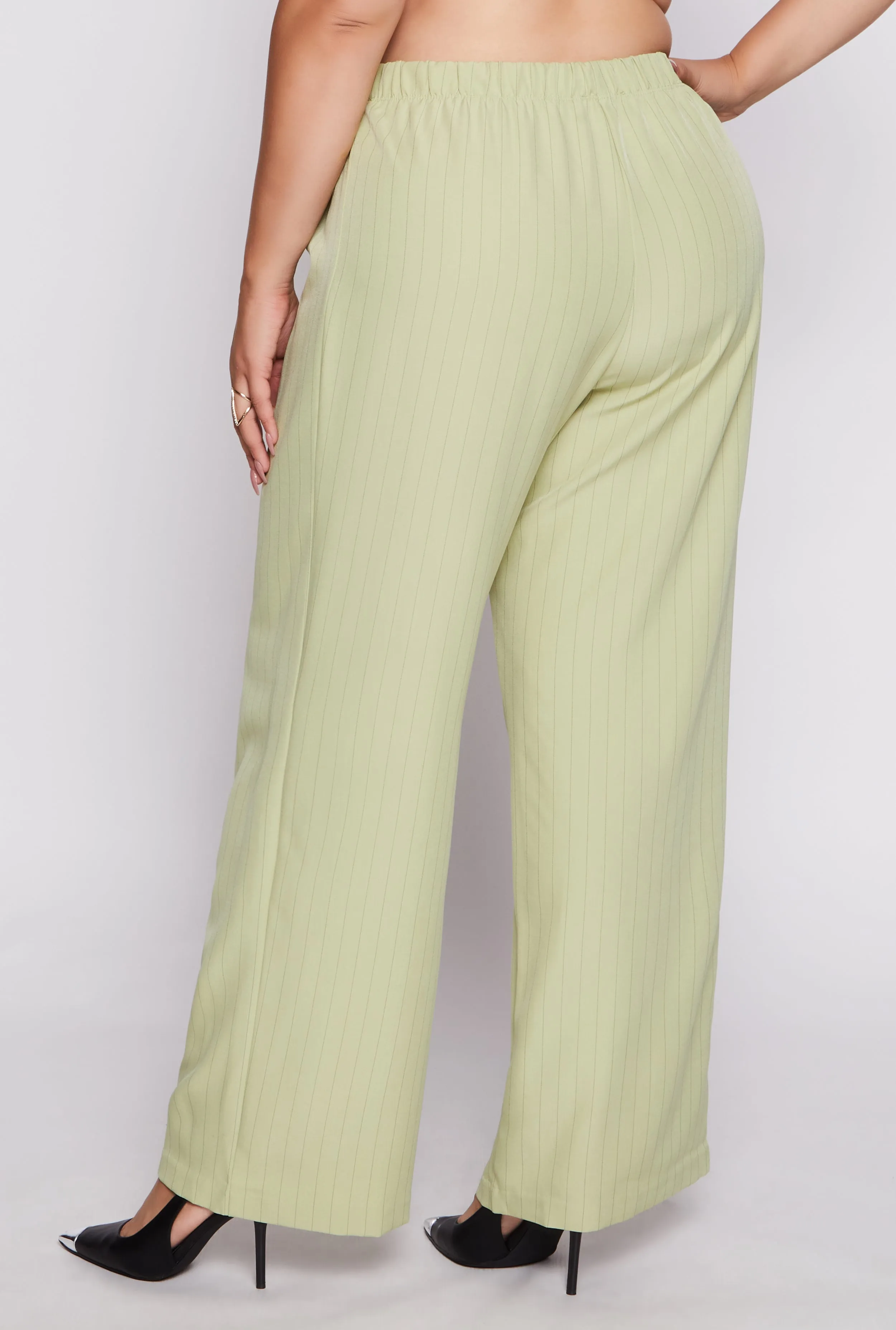 Plus Size Striped Belted Front Wide Leg Pants sold by Rainbow product image thumbnail 3