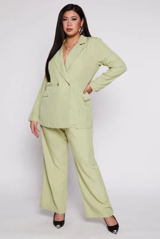 Plus Size Striped Belted Front Wide Leg Pants sold by Rainbow