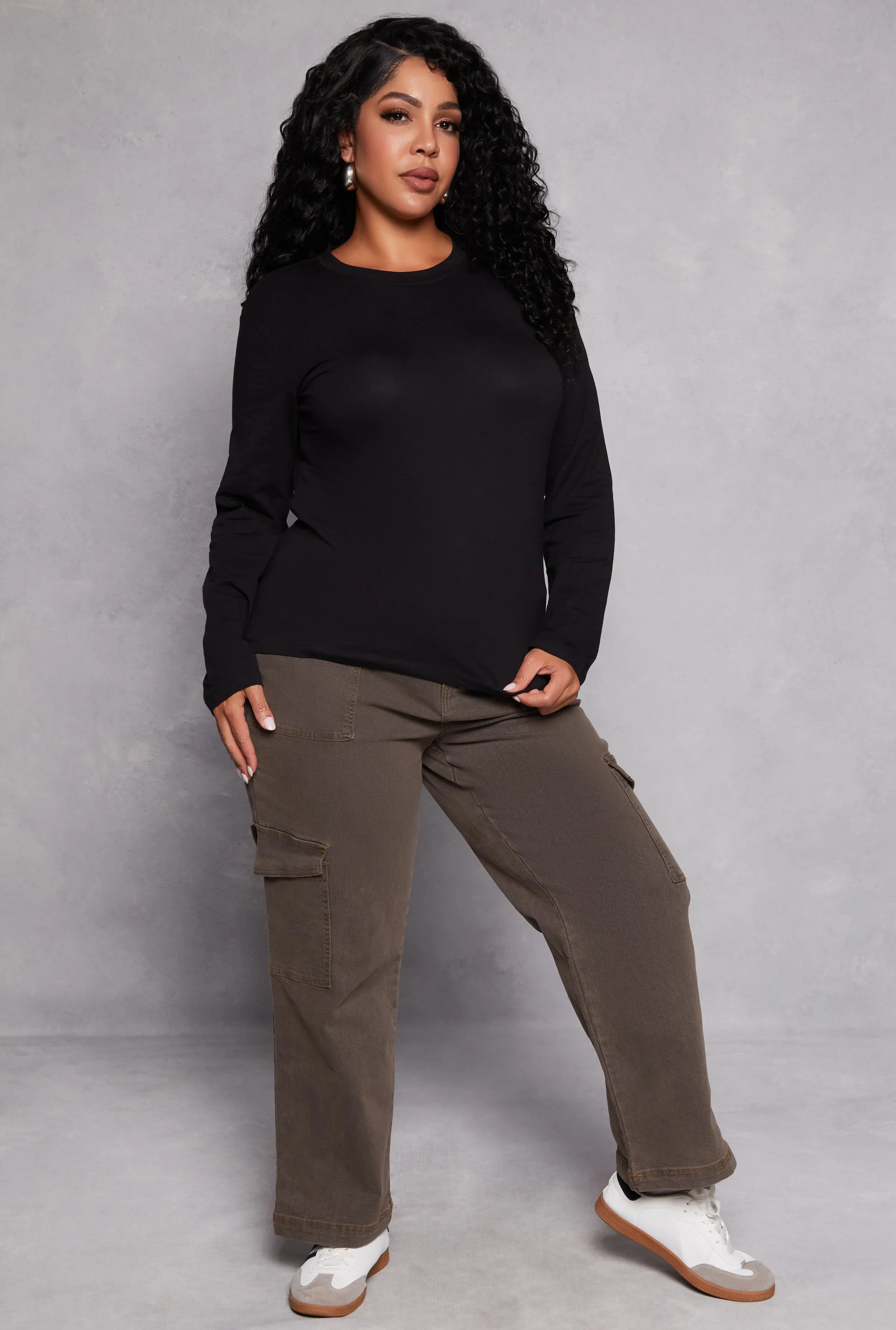 Plus Size Long Sleeve Crew Neck Tee sold by Rainbow product image thumbnail 2