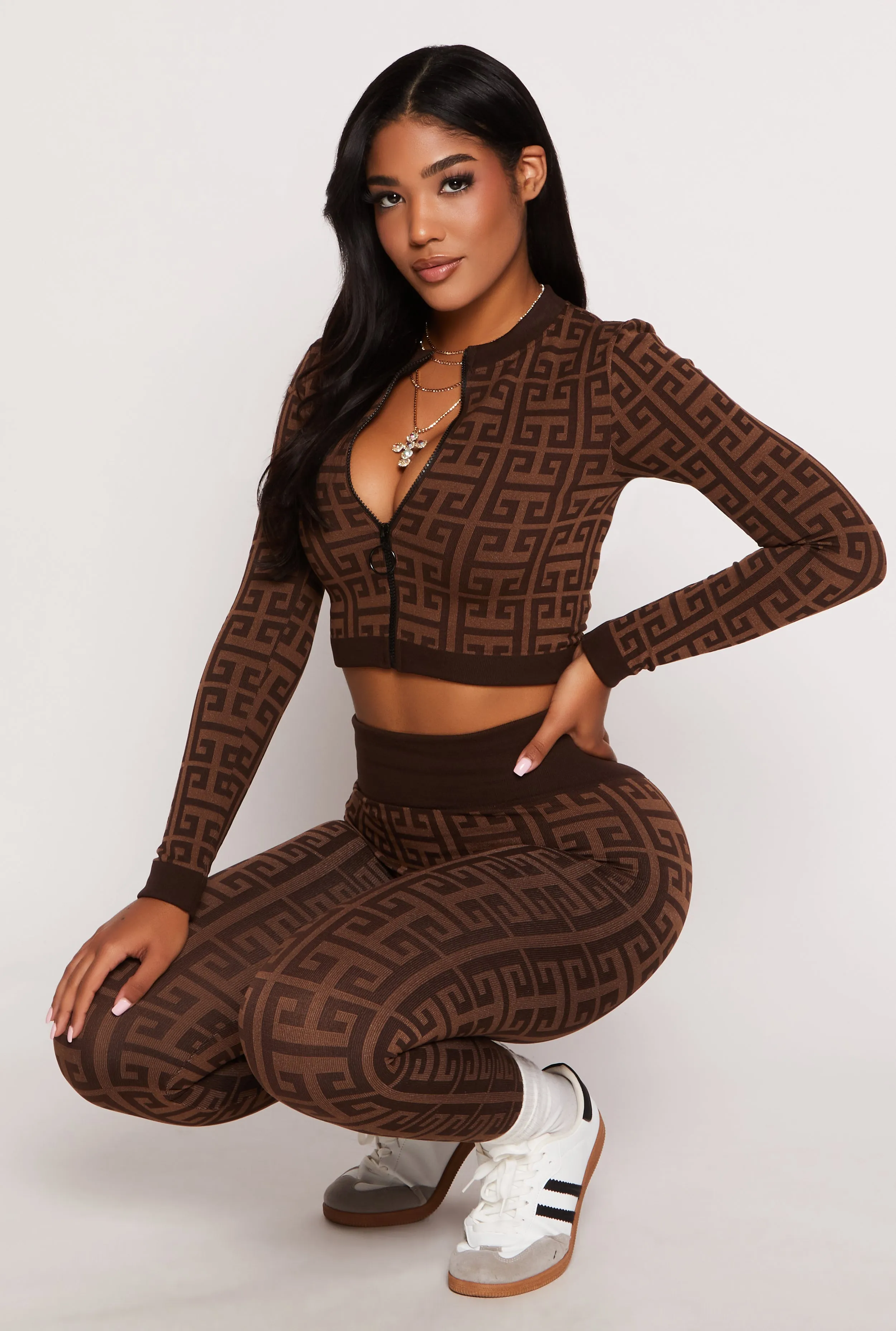 Seamless Greek Key Print Zip Front Track Jacket sold by Rainbow product image thumbnail 2