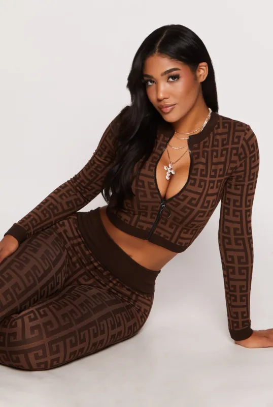 Seamless Greek Key Print Zip Front Track Jacket sold by Rainbow