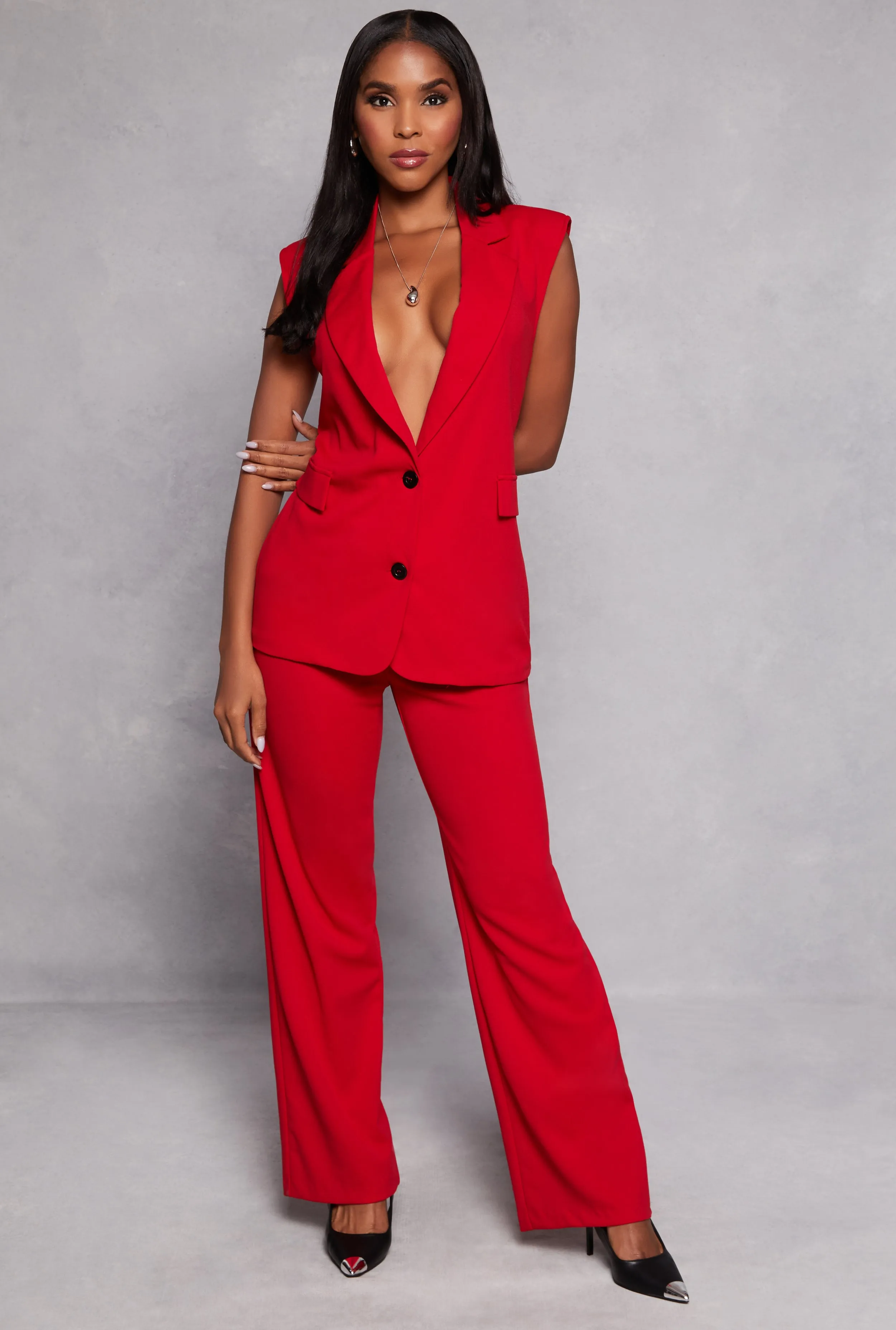 Crepe Knit Two Button Blazer Vest sold by Rainbow product image thumbnail 2