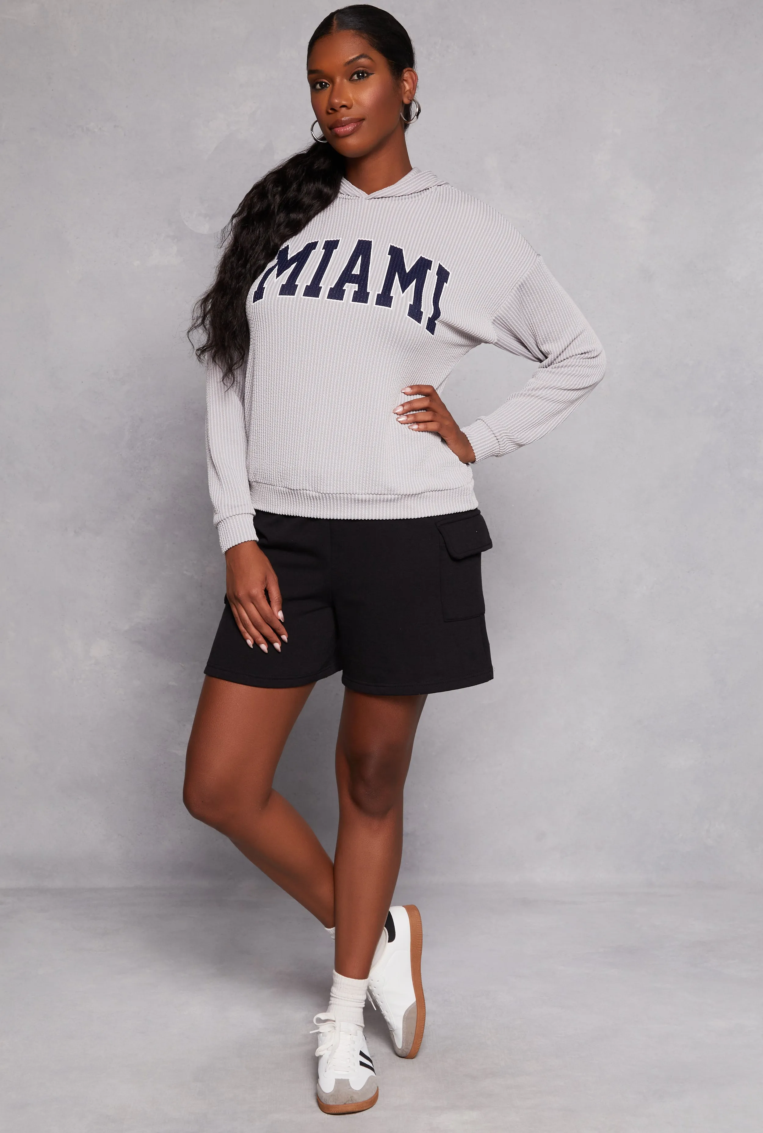 Ribbed Miami Graphic Pullover Hoodie sold by Rainbow product image thumbnail 2