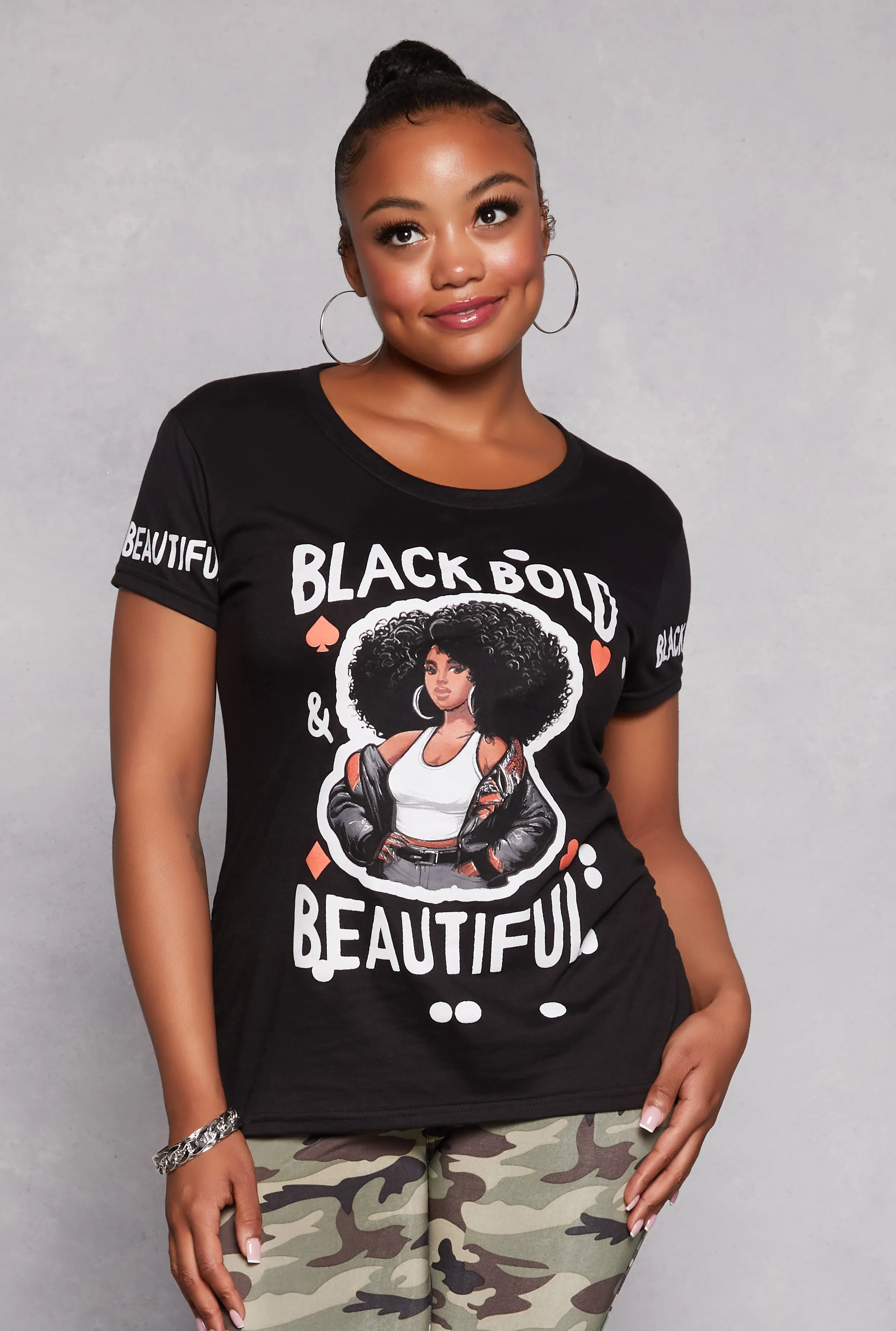 Plus Size Black Bold Beautiful Graphic Tee sold by Rainbow