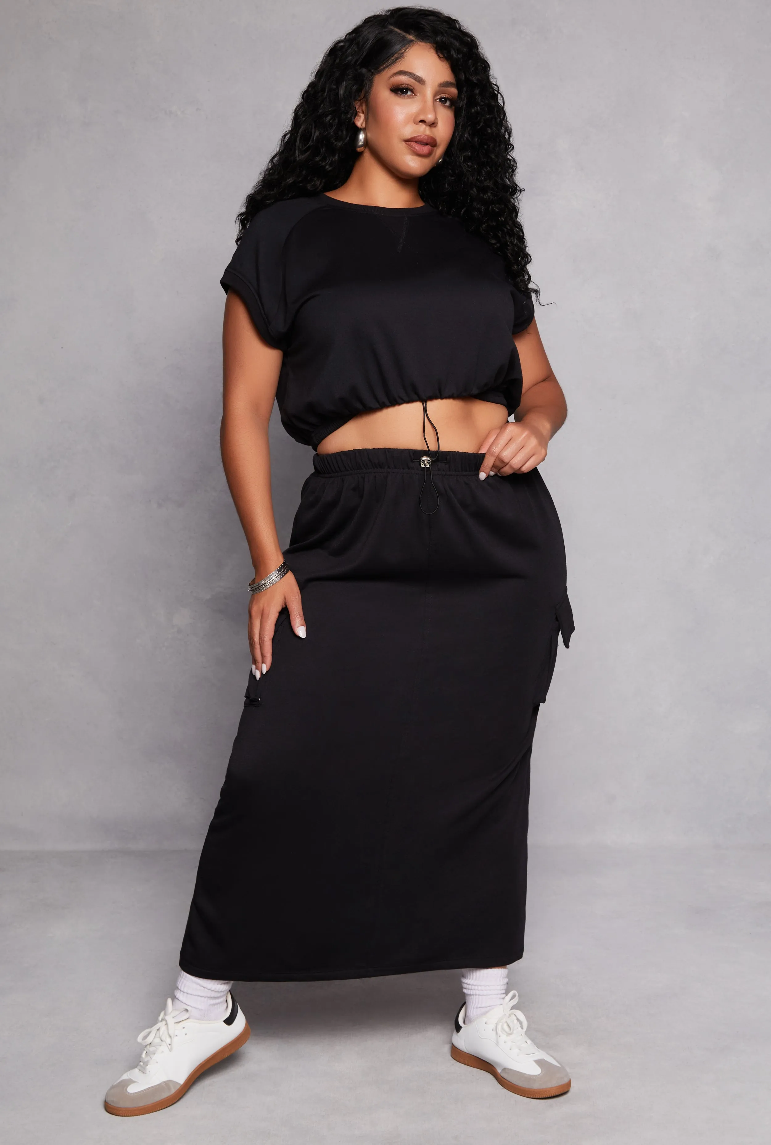Plus Size Almost Famous Cargo Maxi Skirt sold by Rainbow