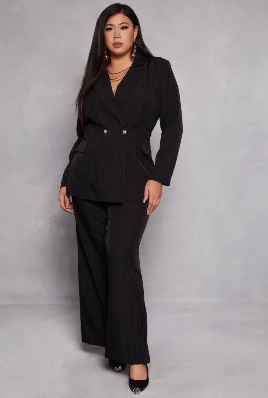 Plus Size Striped Belted Front Wide Leg Pants sold by Rainbow