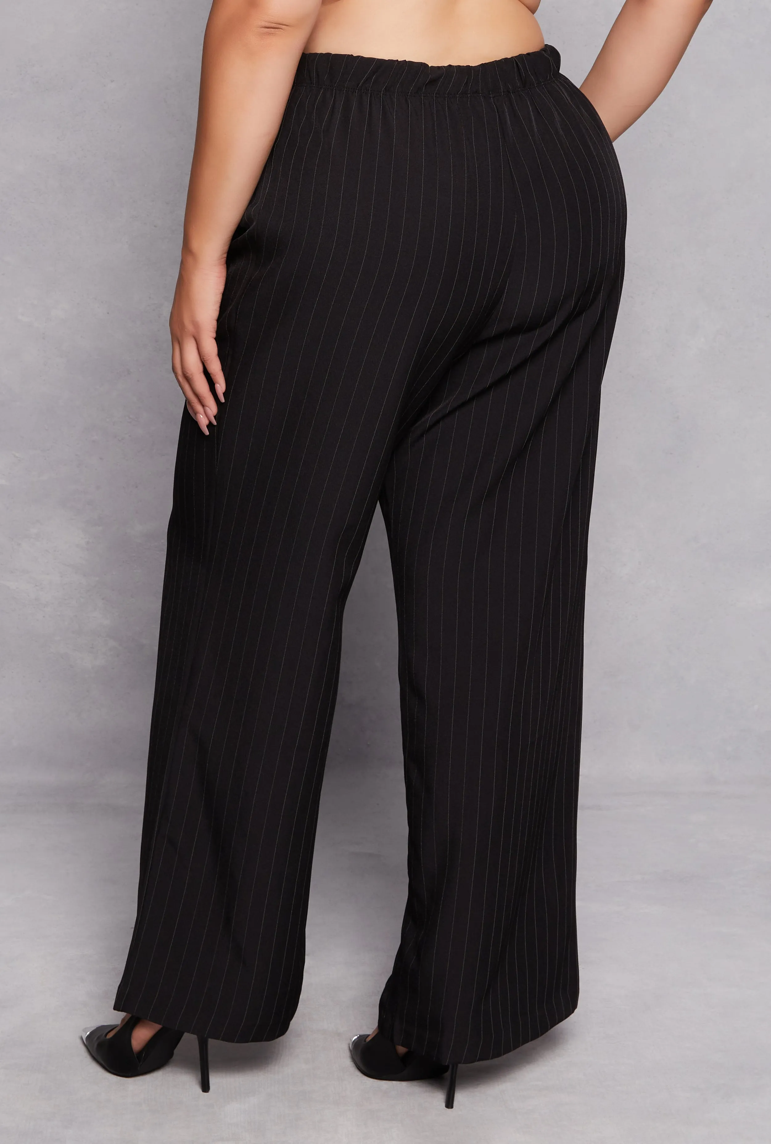 Plus Size Striped Belted Front Wide Leg Pants sold by Rainbow product image thumbnail 3