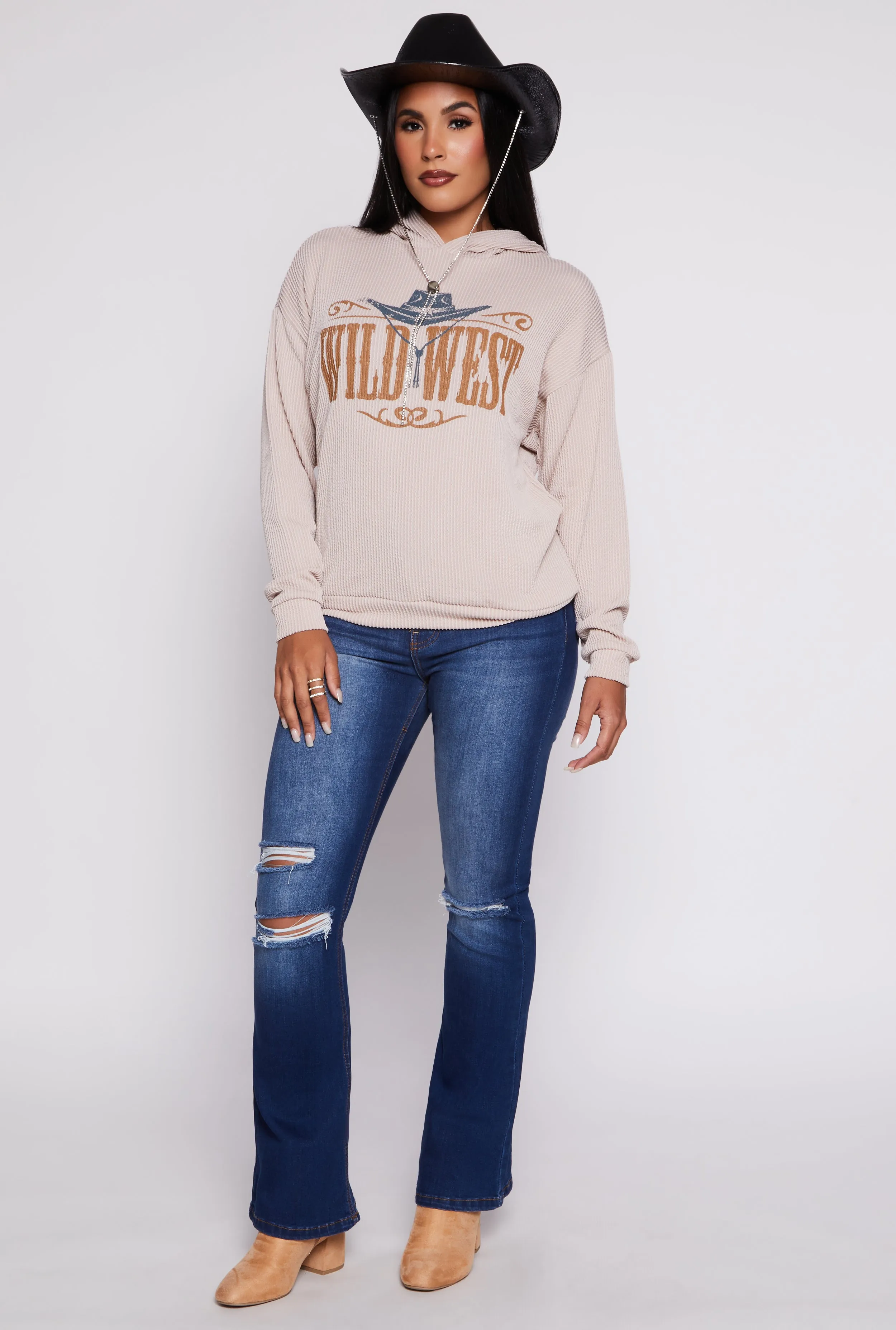 Ribbed Wild West Graphic Pullover Hoodie sold by Rainbow product image thumbnail 2