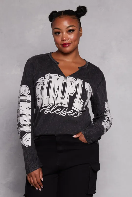 Plus Size Simply Blessed Graphic Tee sold by Rainbow