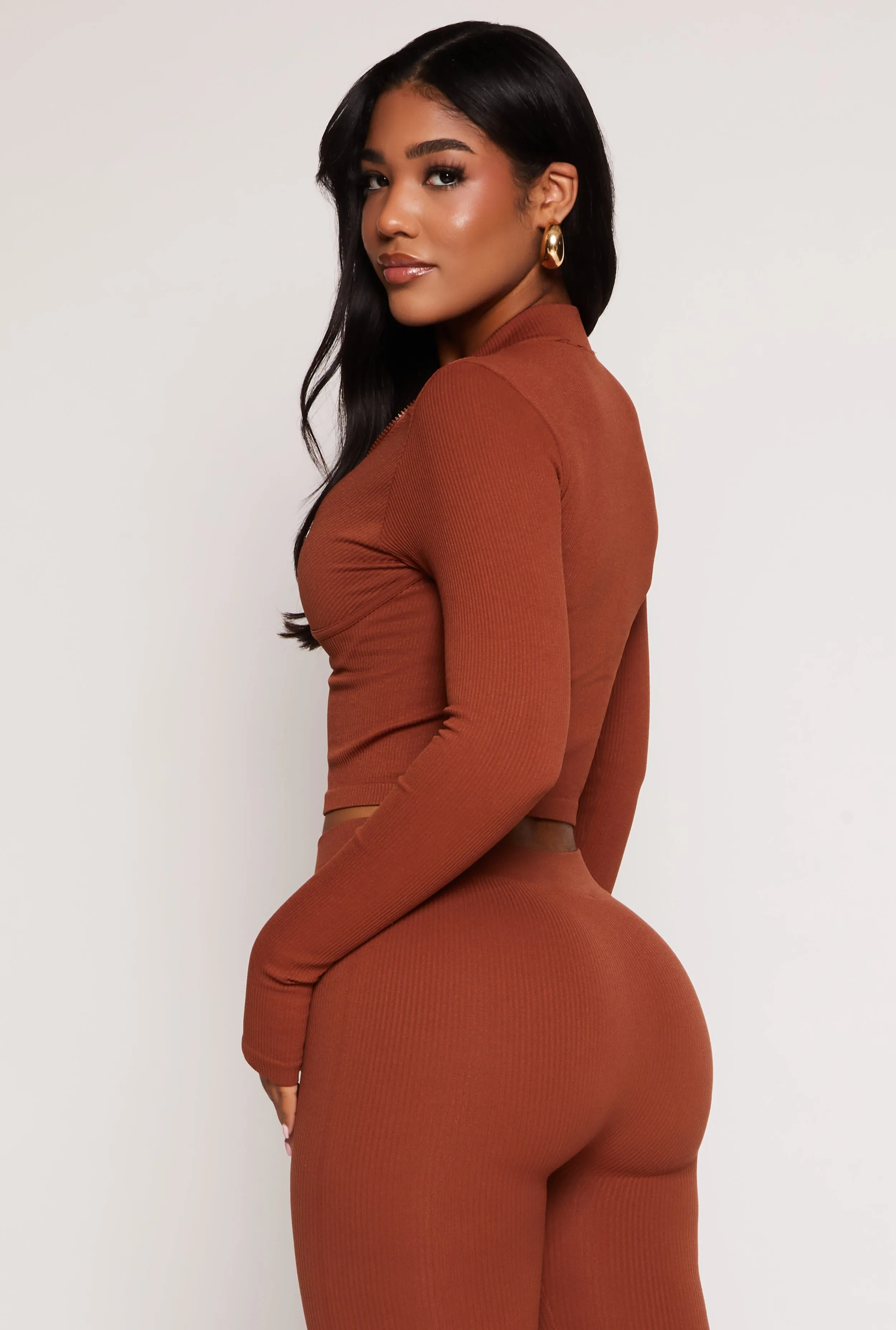 Seamless Ribbed Zip Front Track Jacket sold by Rainbow product image thumbnail 3