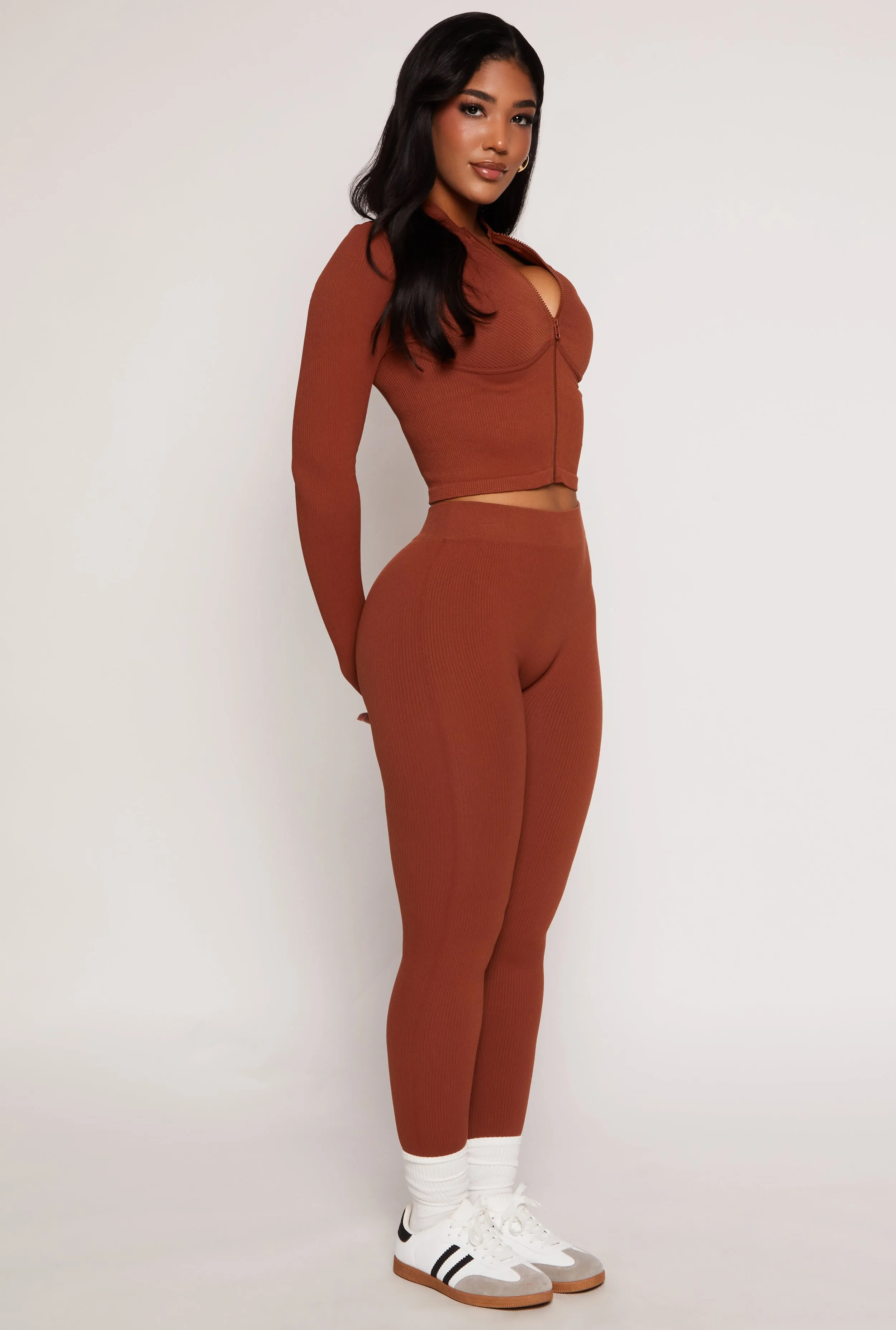 Seamless Ribbed Zip Front Track Jacket sold by Rainbow product image thumbnail 2