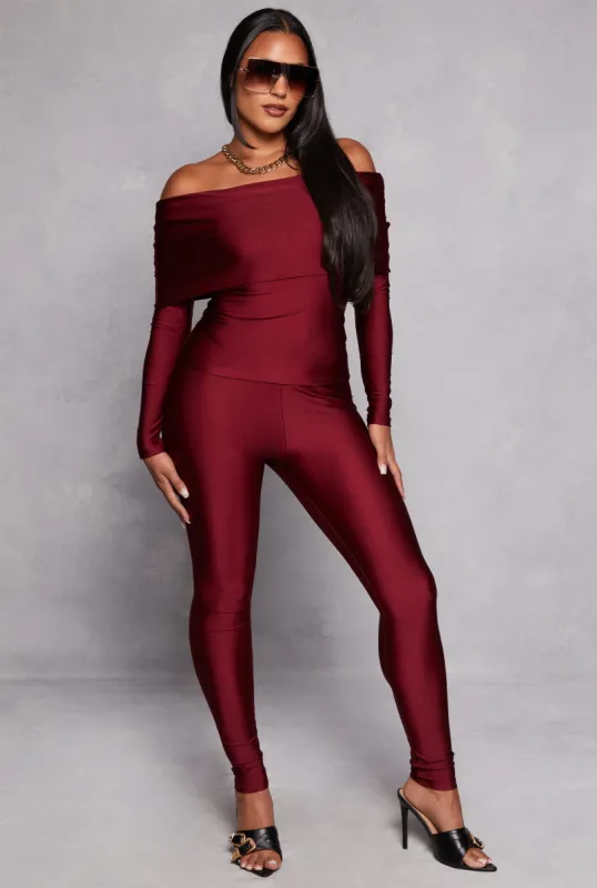 Off the Shoulder Long Sleeve Top and Leggings sold by Rainbow