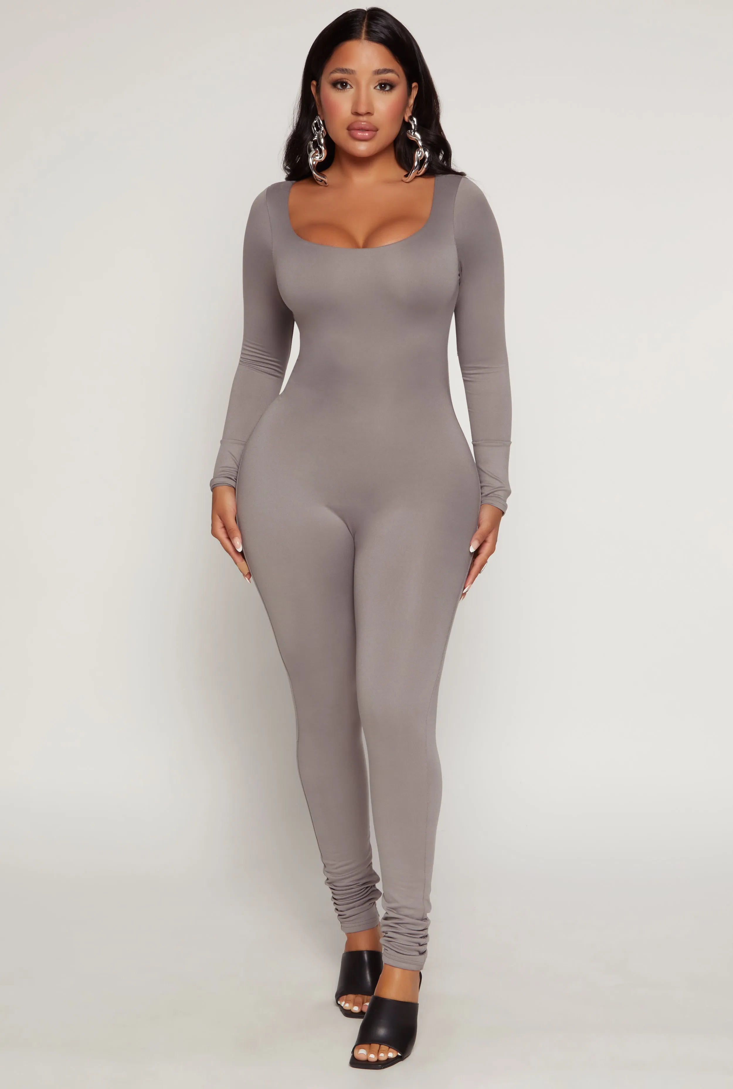 Double Layered Scoop Neck Long Sleeve Jumpsuit sold by Rainbow product image thumbnail 2