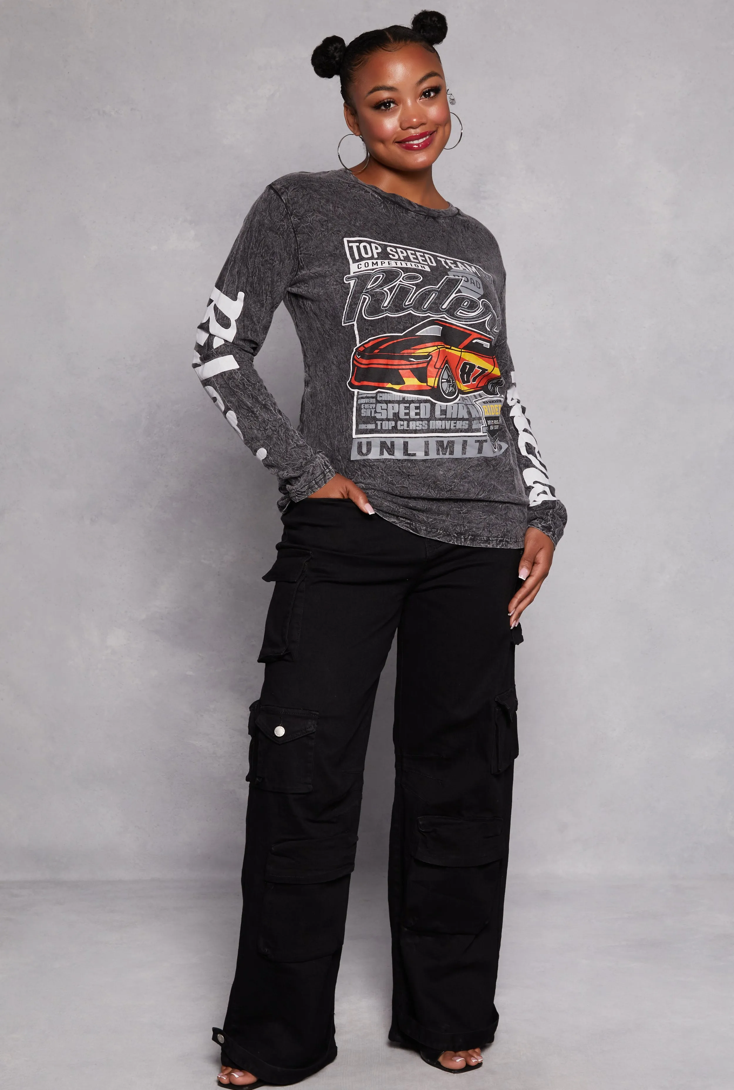 Plus Size Top Speed Riders Long Sleeve Graphic Tee sold by Rainbow product image thumbnail 2