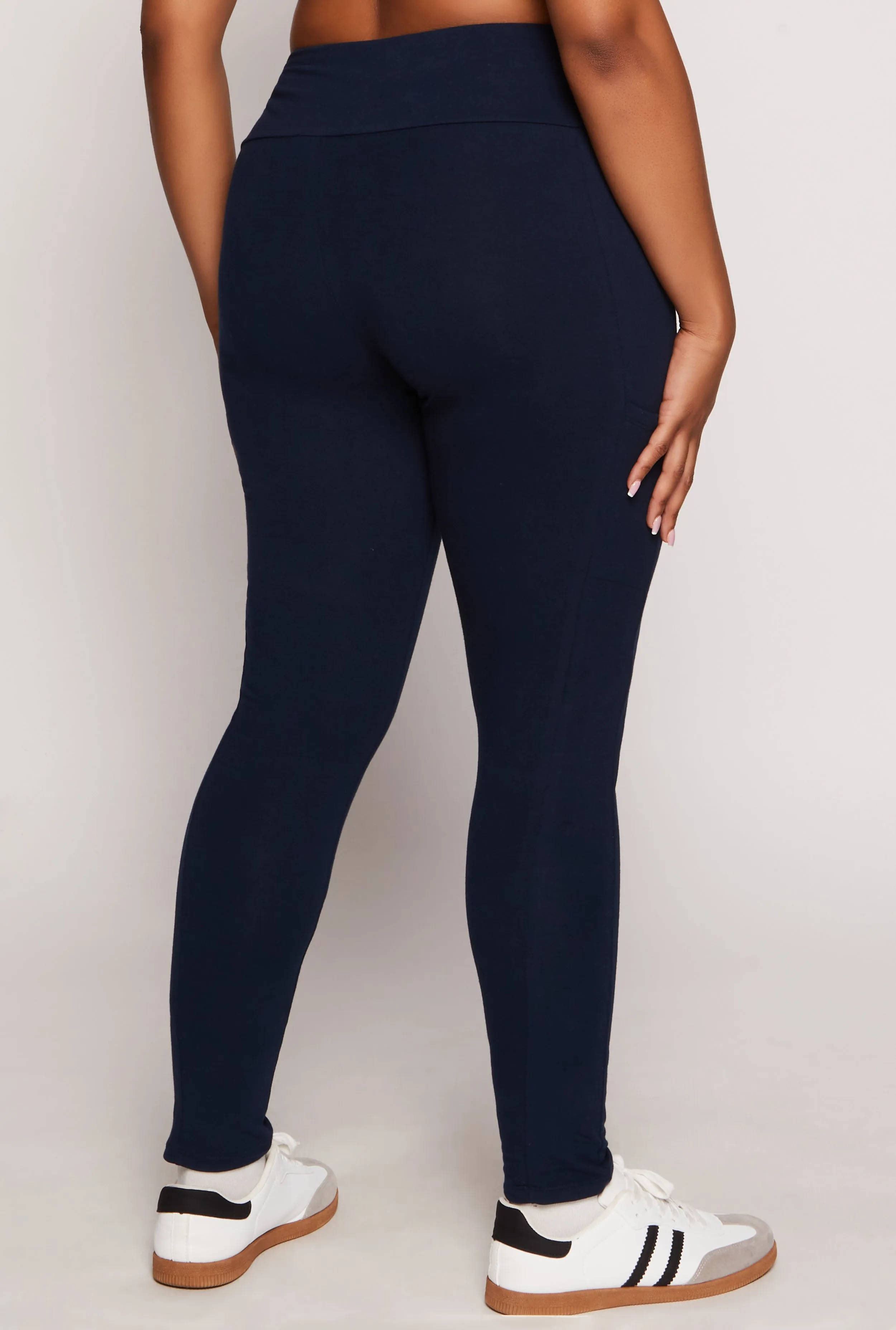 Plus Size Solid High Waist Cell Phone Pocket Leggings sold by Rainbow product image thumbnail 3