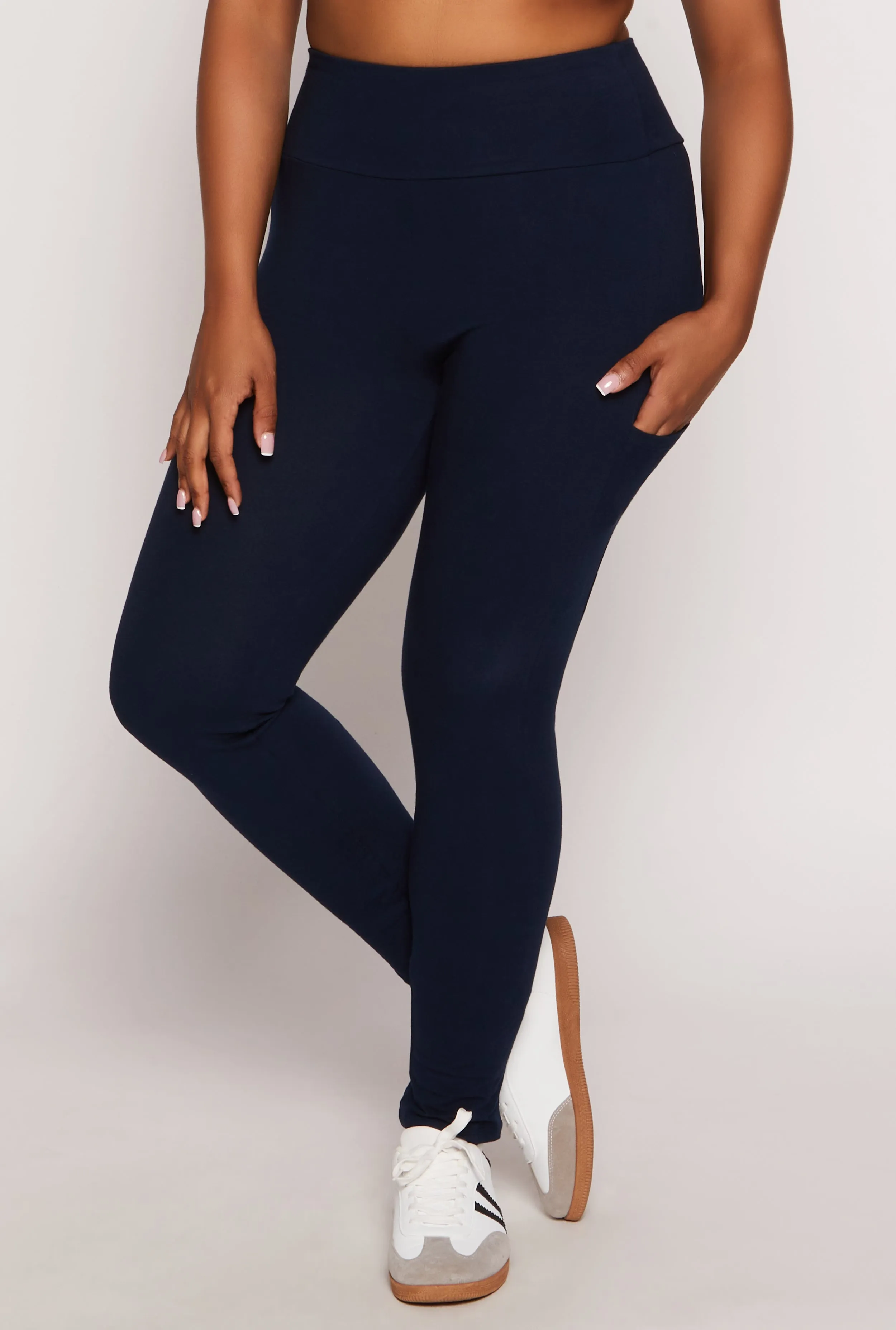 Plus Size Solid High Waist Cell Phone Pocket Leggings sold by Rainbow product image thumbnail 2