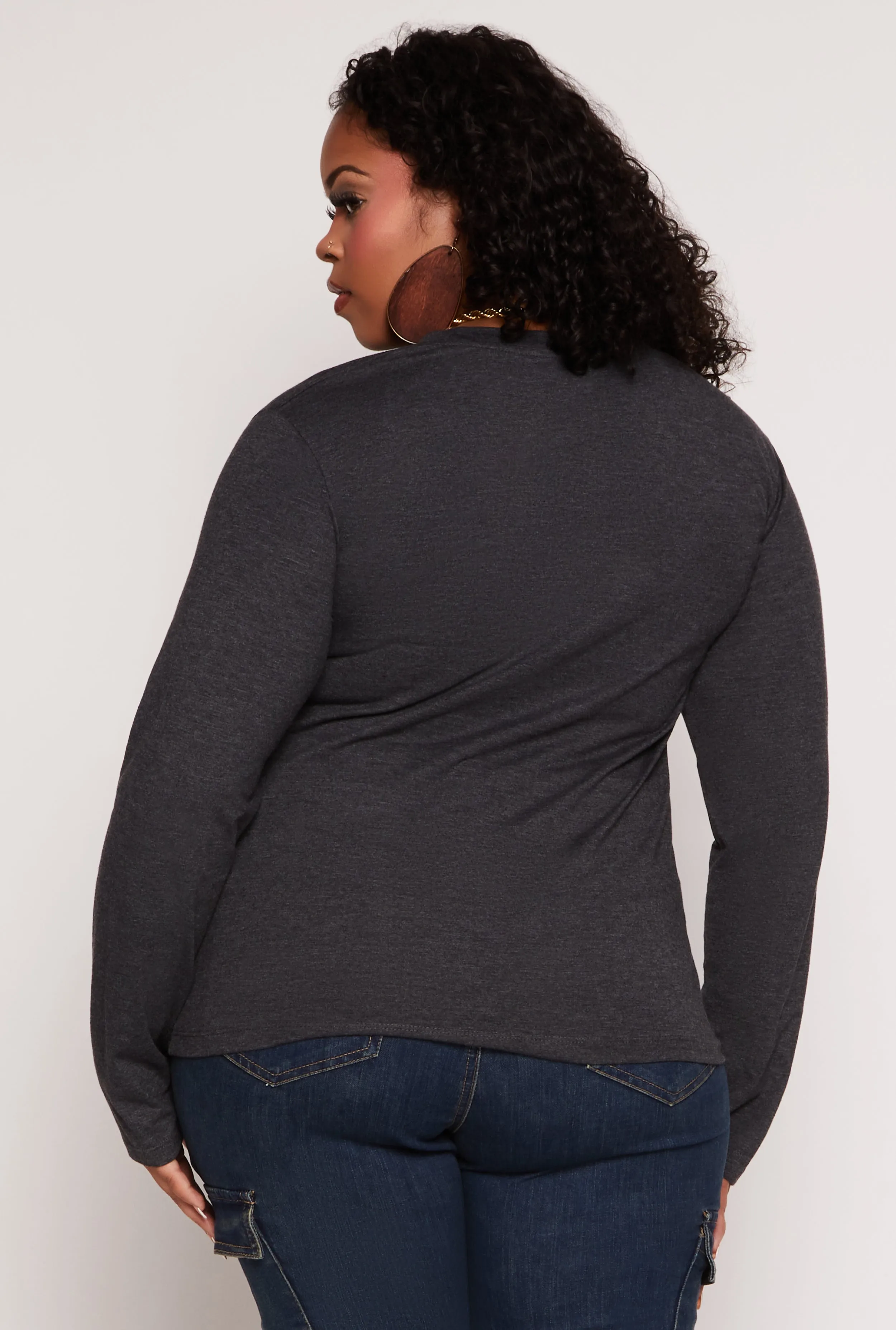 Plus Size Long Sleeve Crew Neck Tee sold by Rainbow product image thumbnail 3