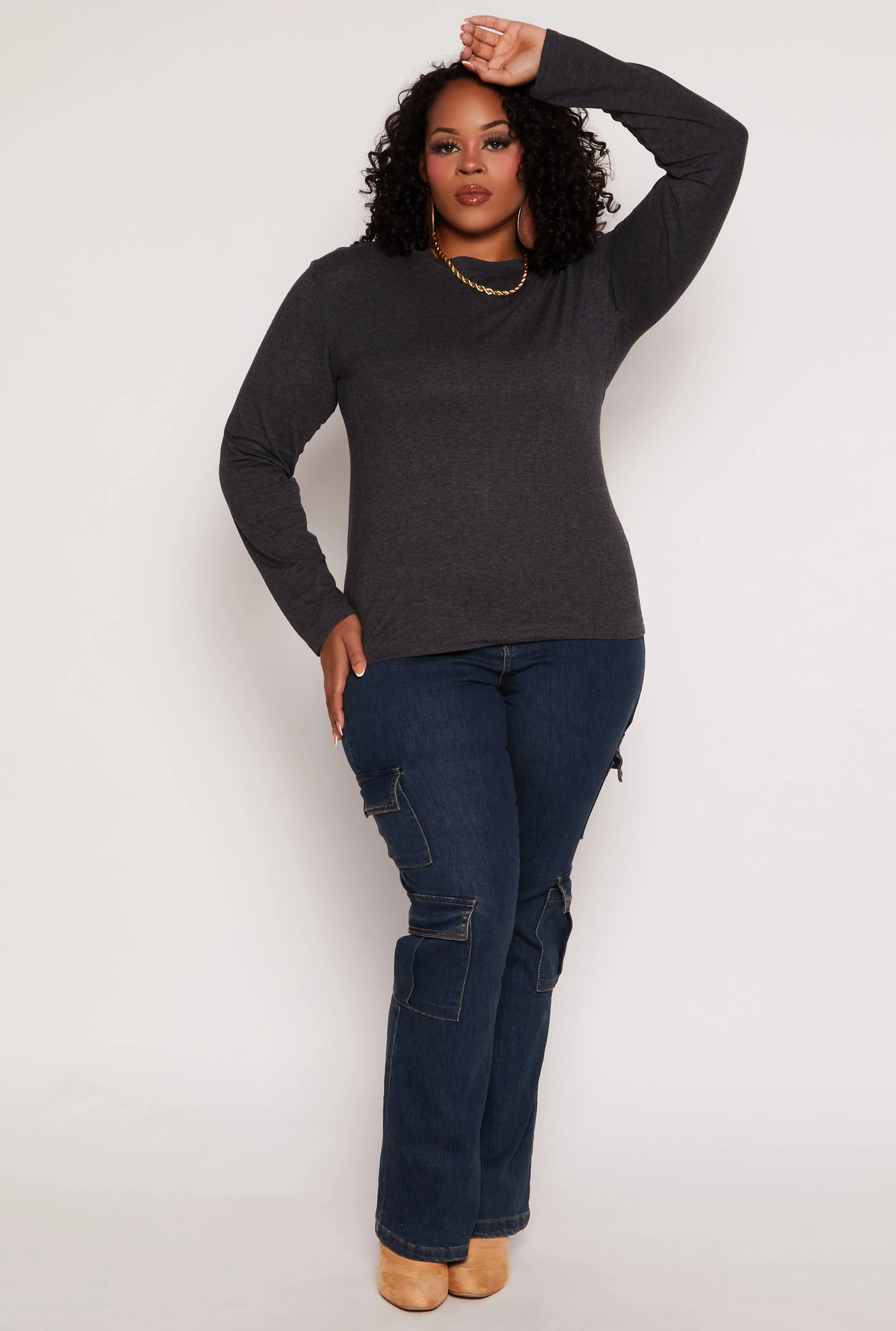 Plus Size Long Sleeve Crew Neck Tee sold by Rainbow product image thumbnail 2