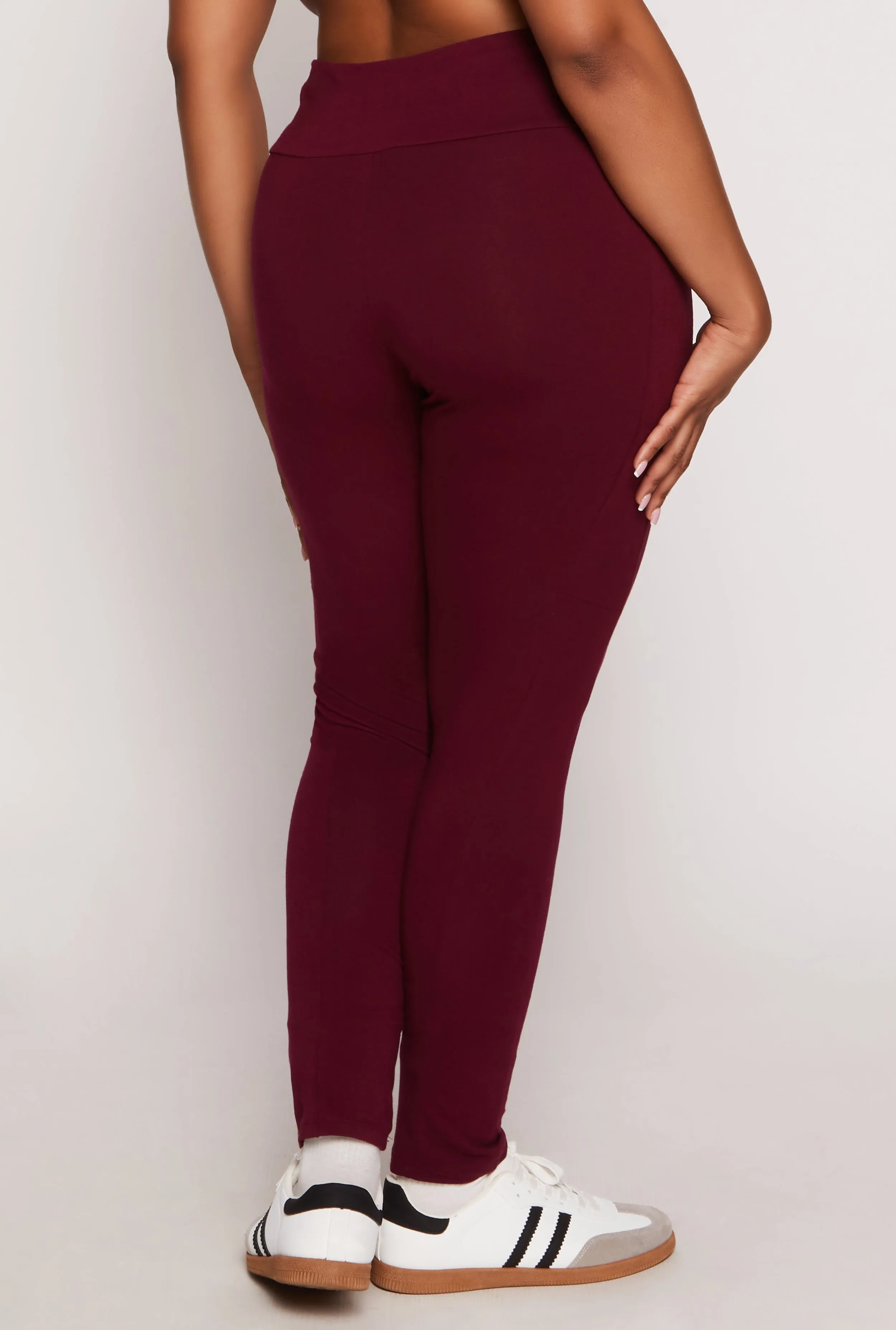 Plus Size Solid High Waist Cell Phone Pocket Leggings sold by Rainbow product image thumbnail 3