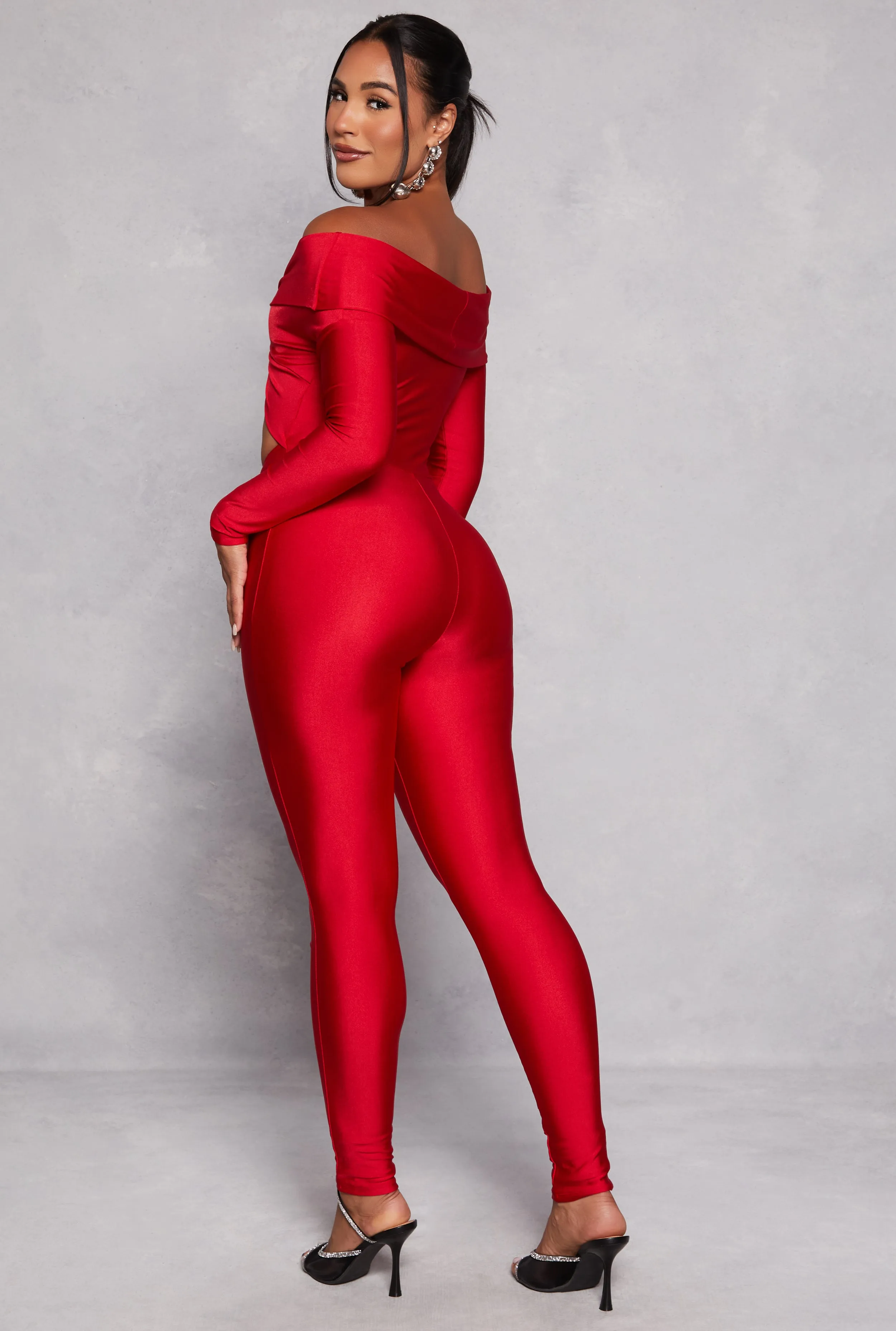 Spandex Twist Front Off the Shoulder Jumpsuit sold by Rainbow product image thumbnail 3
