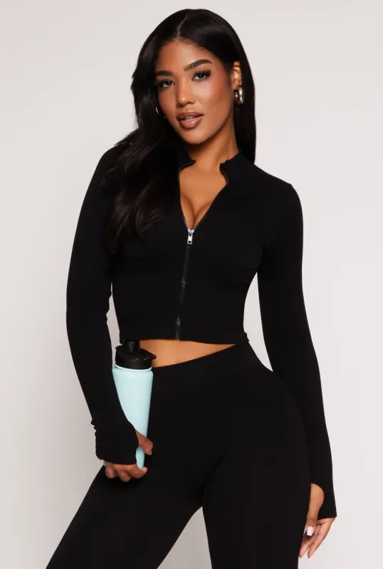 Seamless Ribbed Zip Front Track Jacket sold by Rainbow