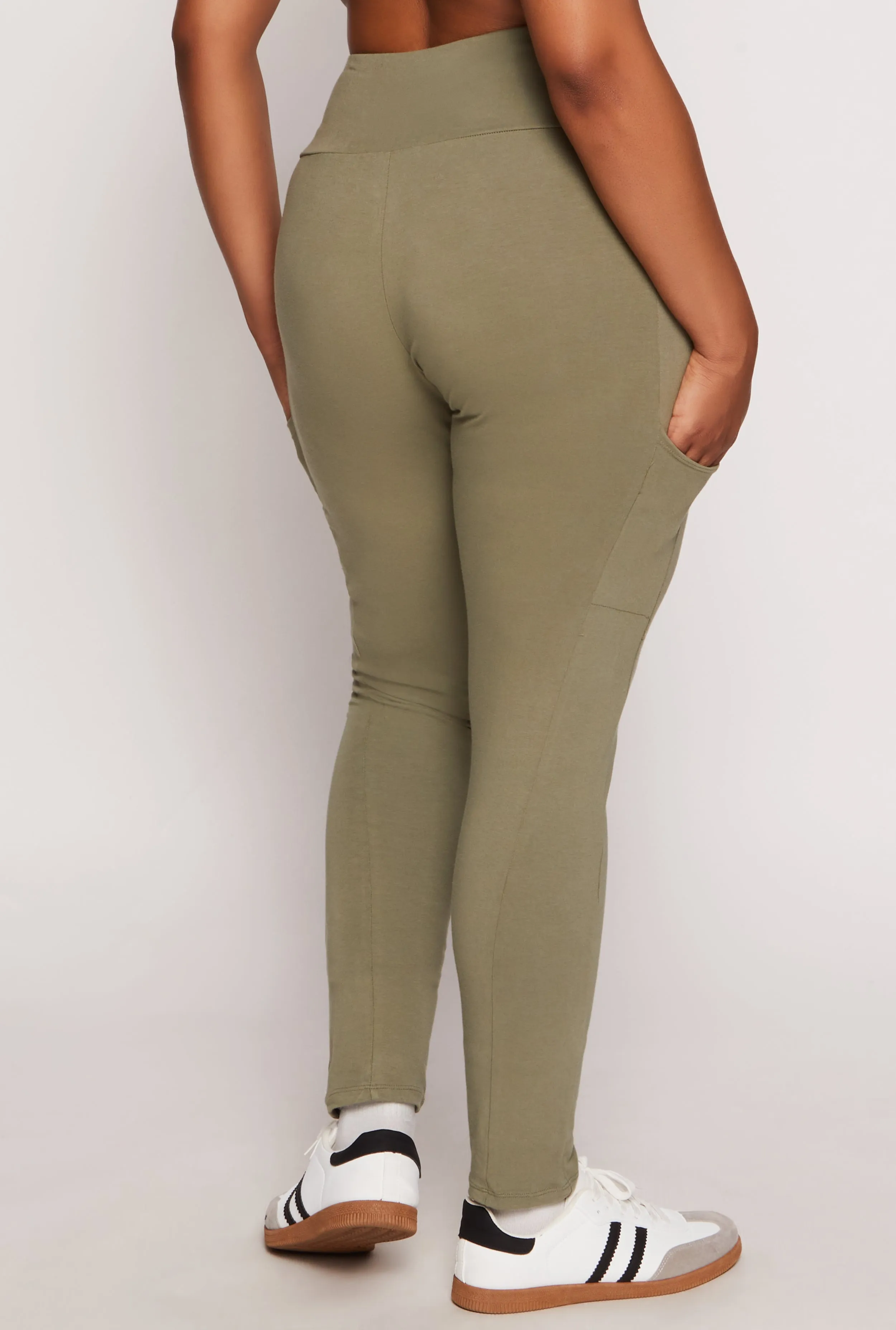 Plus Size Solid High Waist Cell Phone Pocket Leggings sold by Rainbow product image thumbnail 3