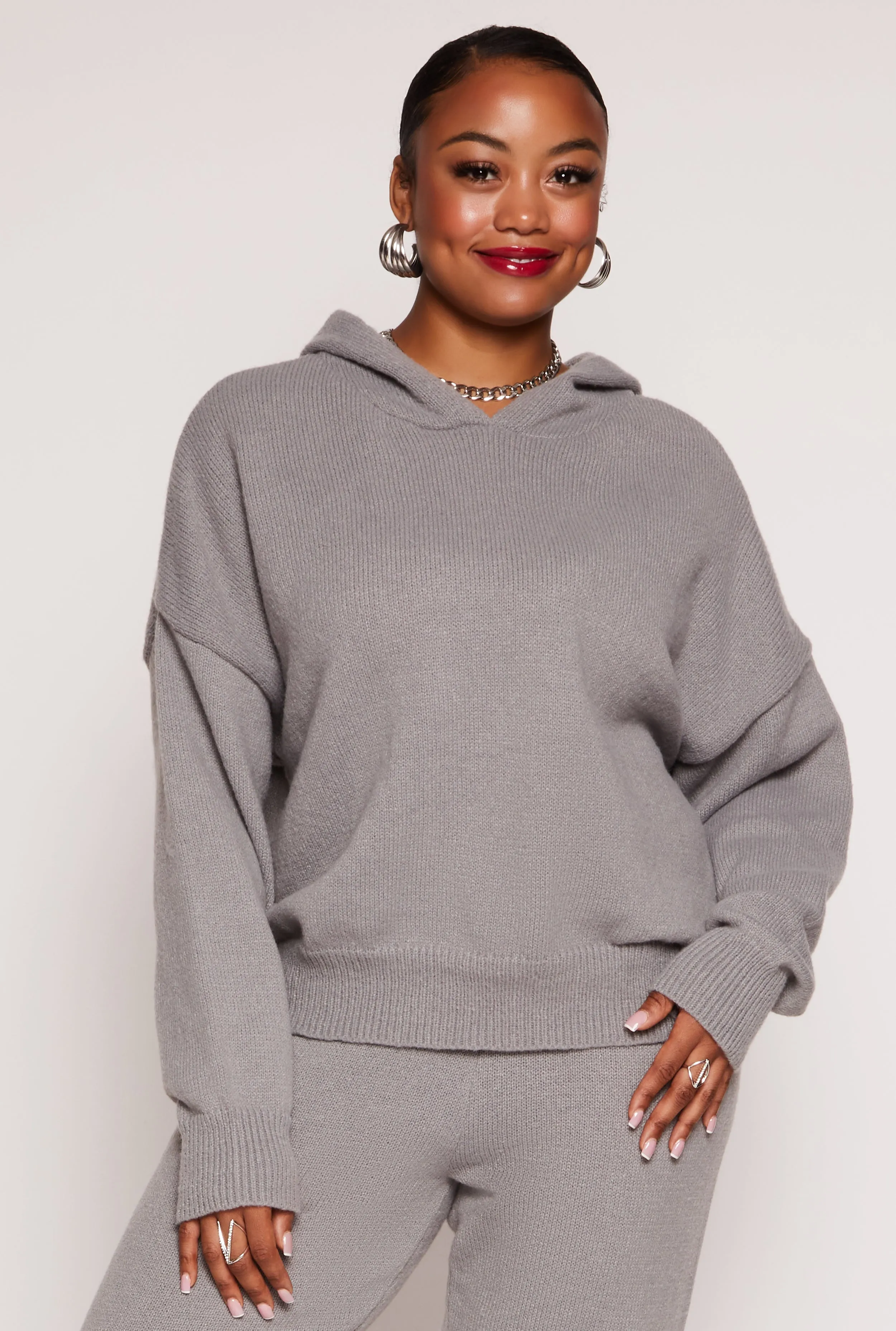 Plus Size Brushed Knit Pullover Hoodie sold by Rainbow